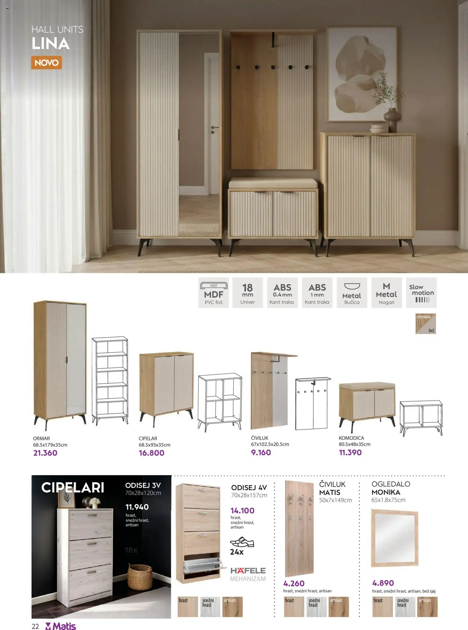 Matis katalog - važi od 01.04.2026 | Strana: 29 | Proizvode: Ormar, Ogledalo, Civiluk, Cipelar