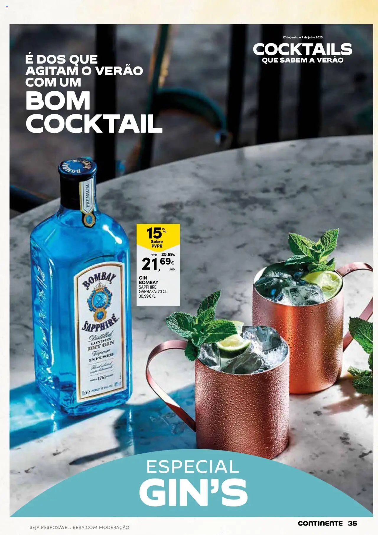 Continente - Verão │ válido de 17.06.2025 | Página: 35 | Produtos: Gin, Cocktails