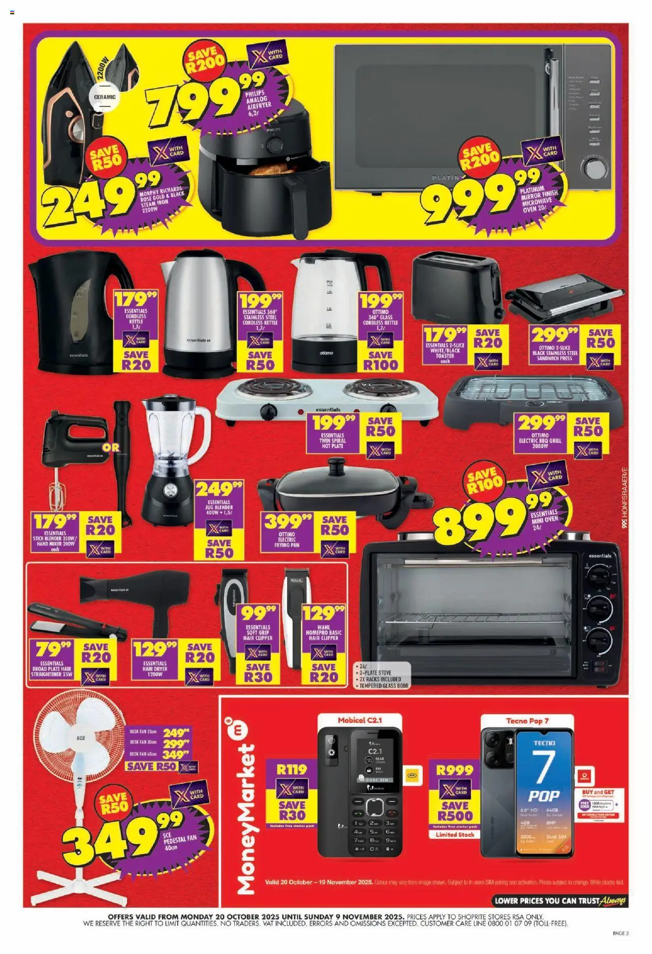 New Shoprite catalogue – valid from 20.10.2025 | Page: 3 | Products: Desk, Dryer, Plate, Iron