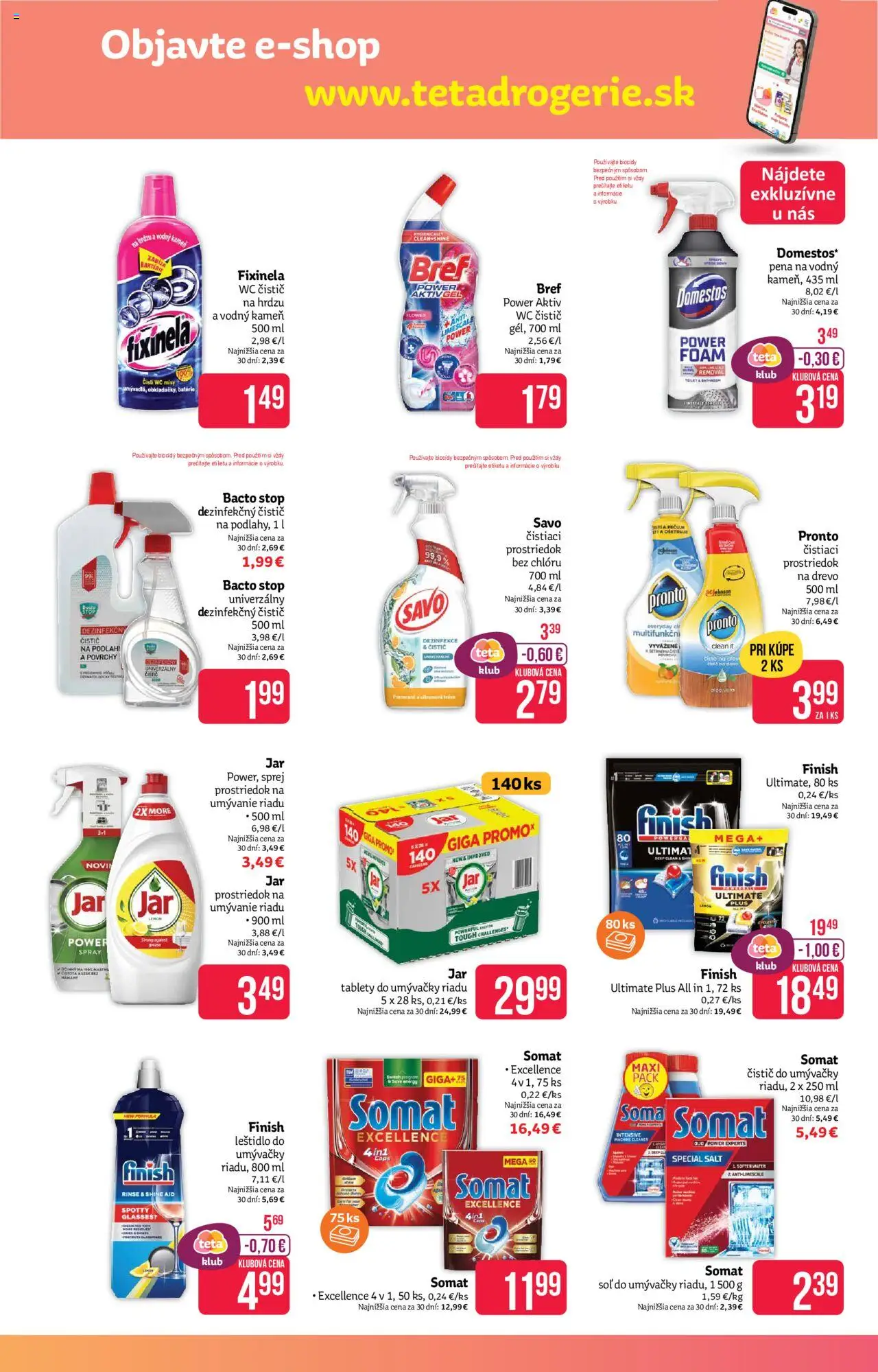 Teta drogerie leták │ platný od 21.07.2025 | Strana: 15 | Produkty: Savo, Prostriedok na umývanie riadu, Domestos, Jar