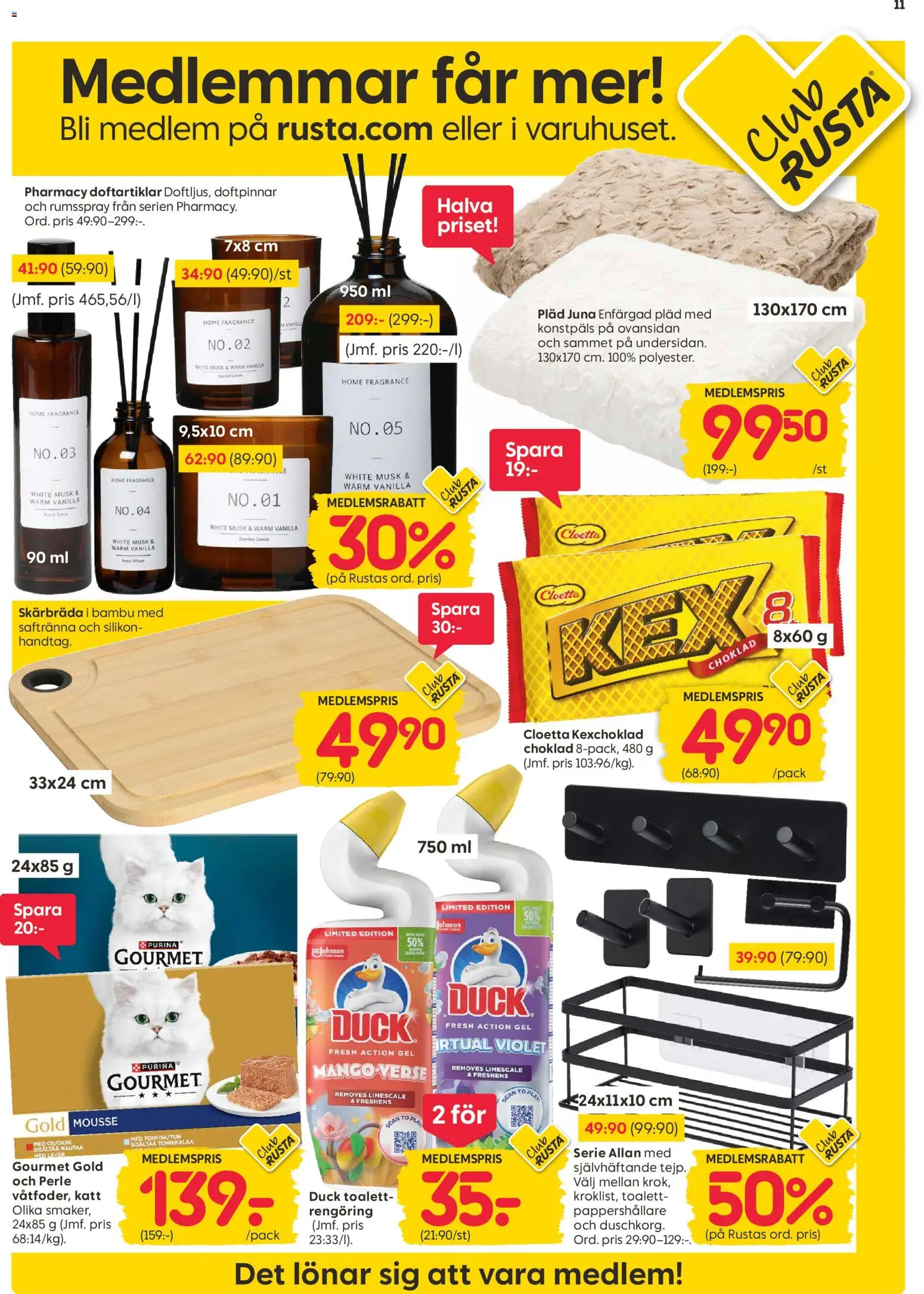 Rusta reklamblad aktuell från 16.02.2026 | Sida: 11 | Produkter: Mousse, Pläd, Toalett, Choklad