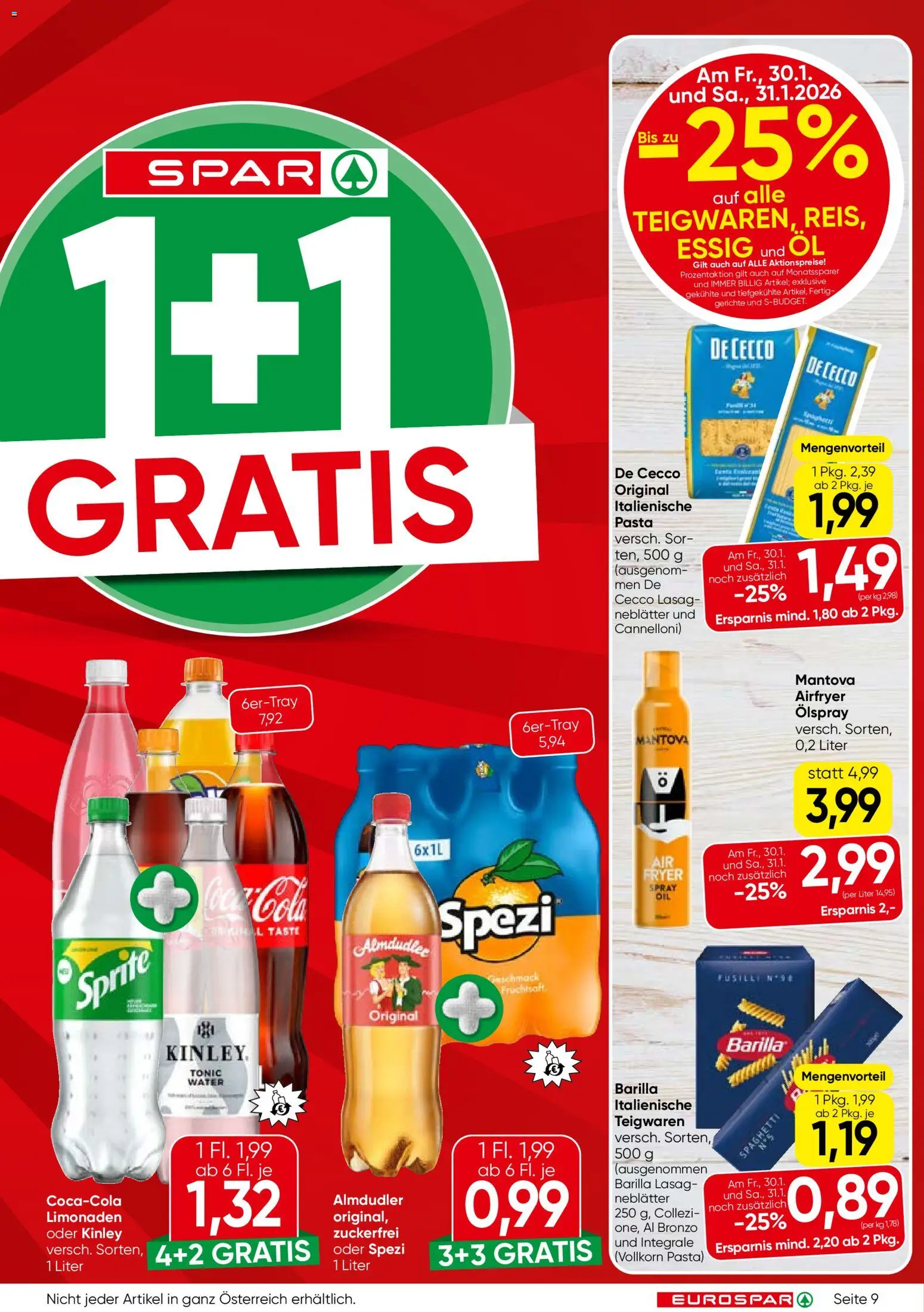 Eurospar Flugblatt - Tirol gültig ab 29.01.2026 | Seite: 9 | Produkte: Pasta, Hajdina liszt, Öl