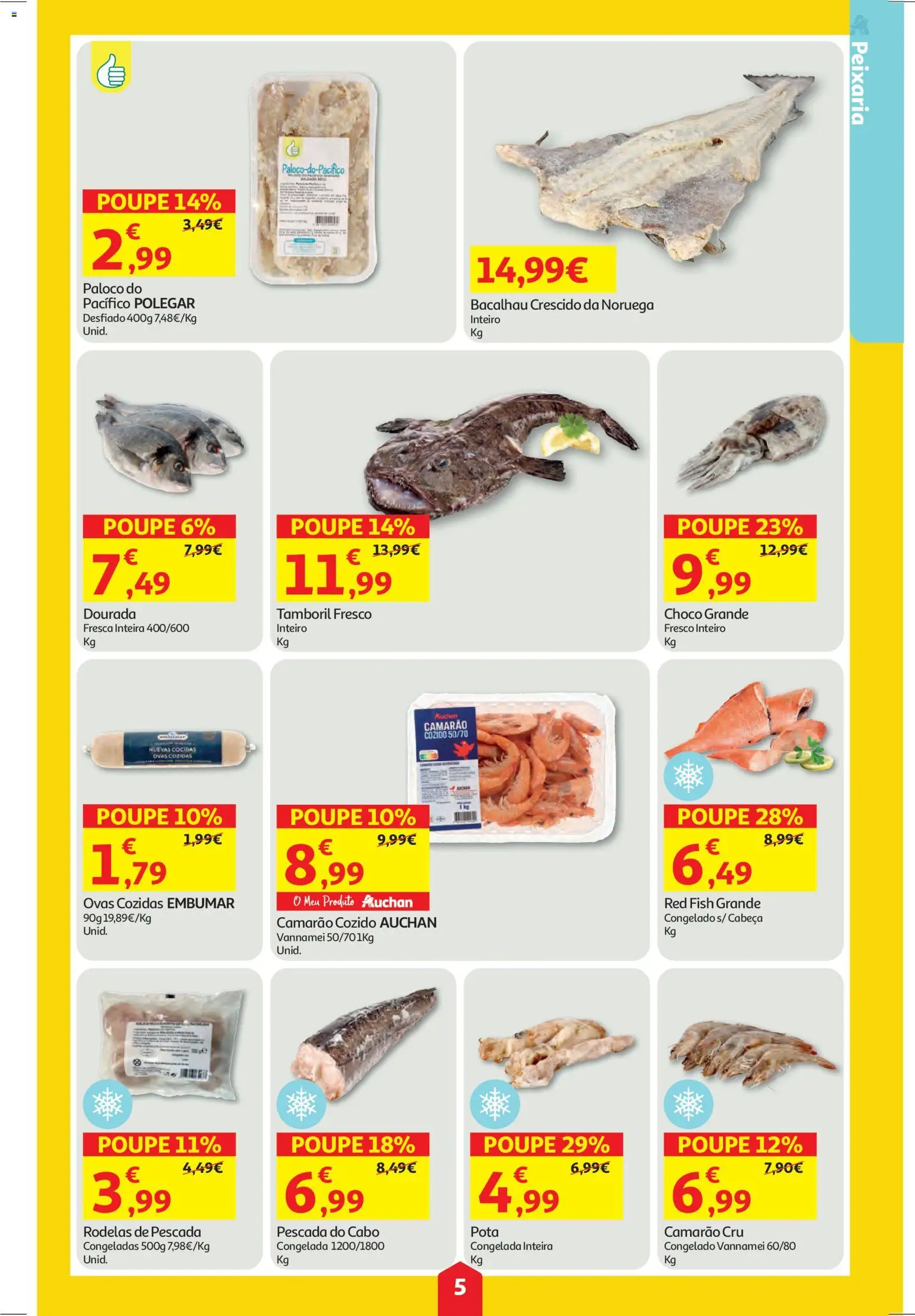 Auchan folheto │ válido de 15.01.2026 | Página: 5 | Produtos: Dourada, Bacalhau, Camarão, Tamboril