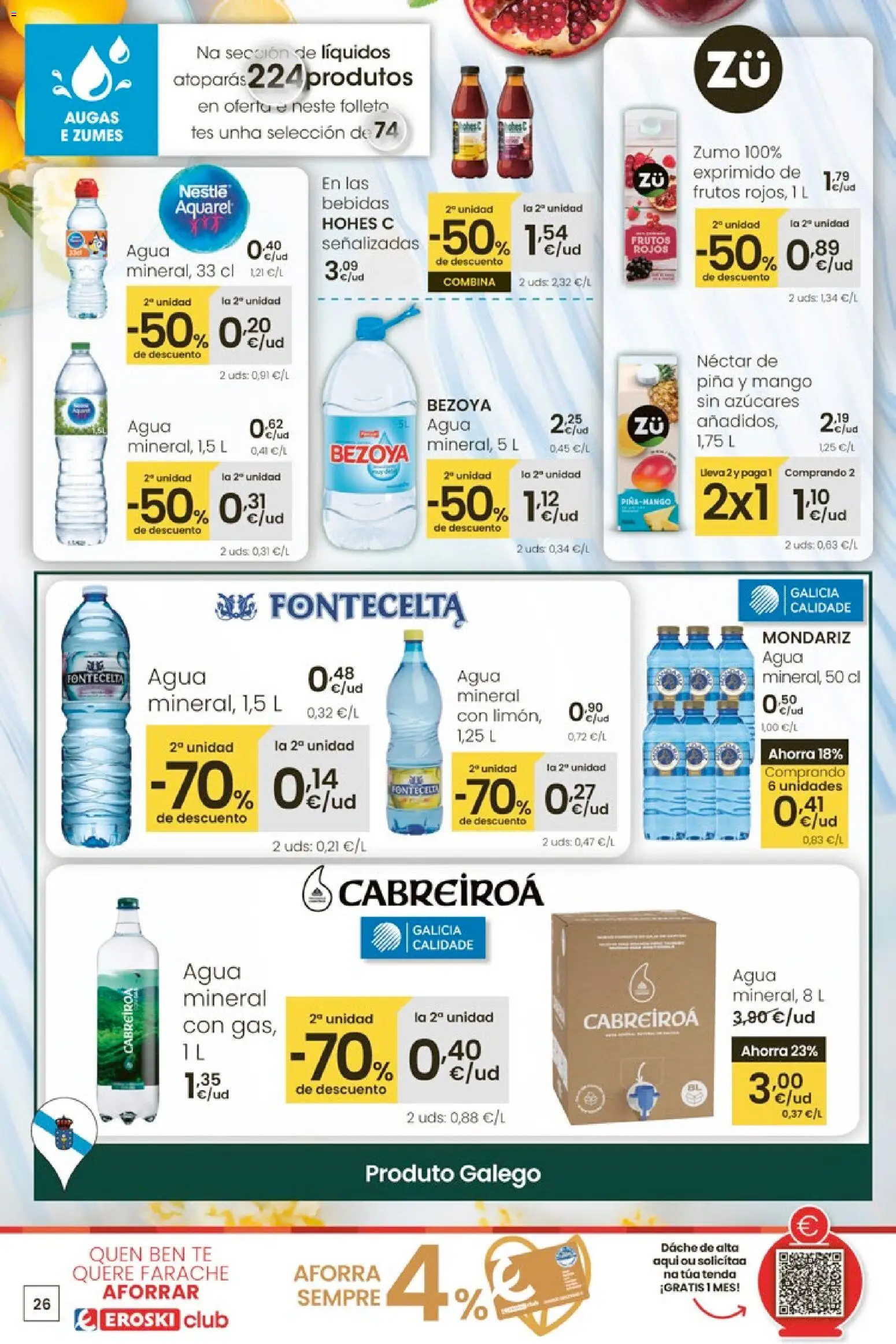 Eroski - Oferta 3x2 │ válido desde el 30.10.2025 | Página: 26 | Productos: Piña, Té, Ρούτερ, Agua mineral