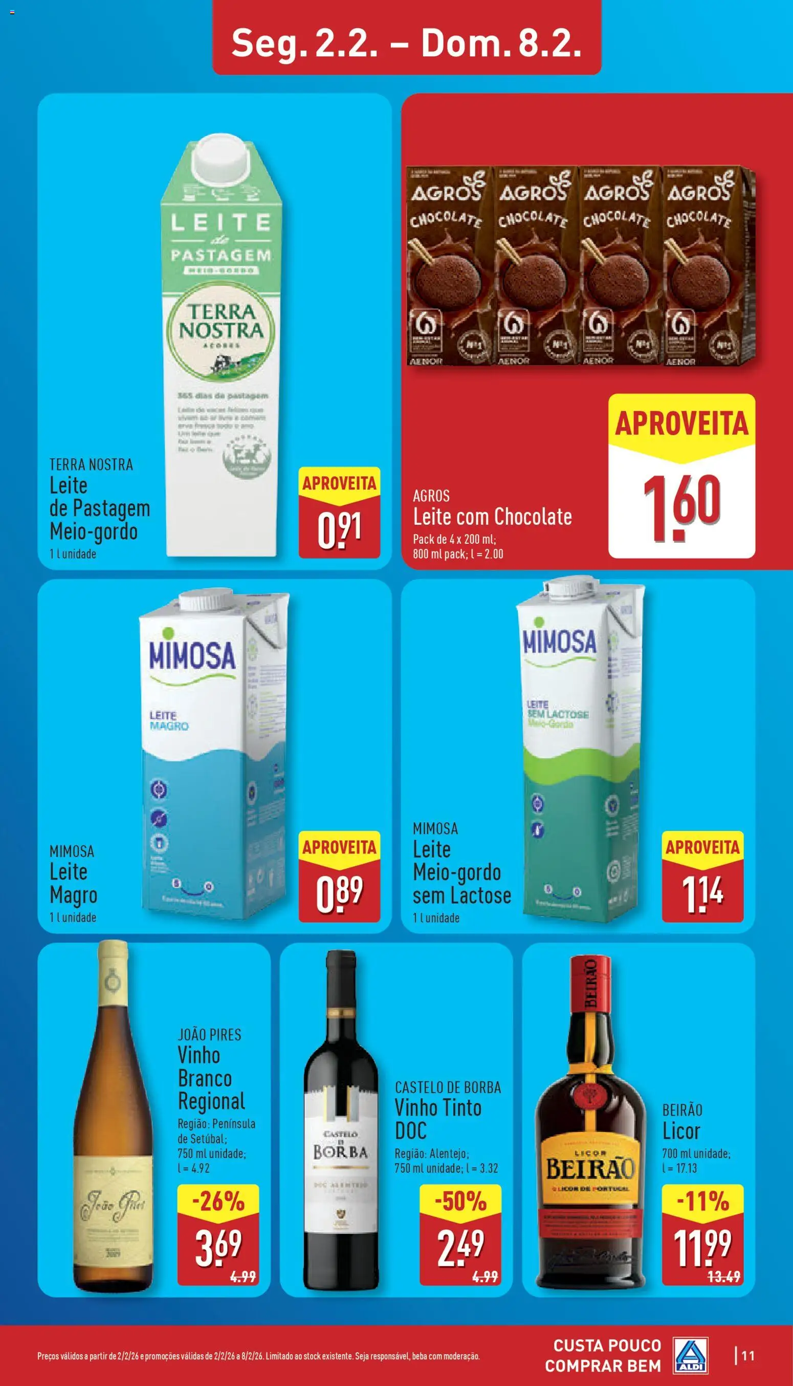 Aldi folheto │ válido de 02.02.2026 | Página: 11 | Produtos: Licor, Leite, Vinho, Vinho tinto