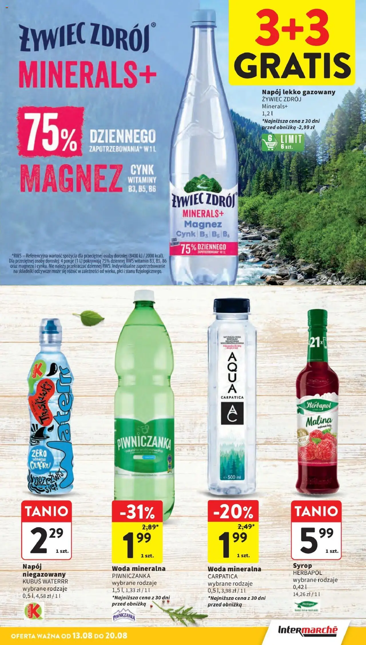 Intermarche Gazetka od 13.08.2025 | Strona: 21 | Produkty: Syrop, Malina, Woda