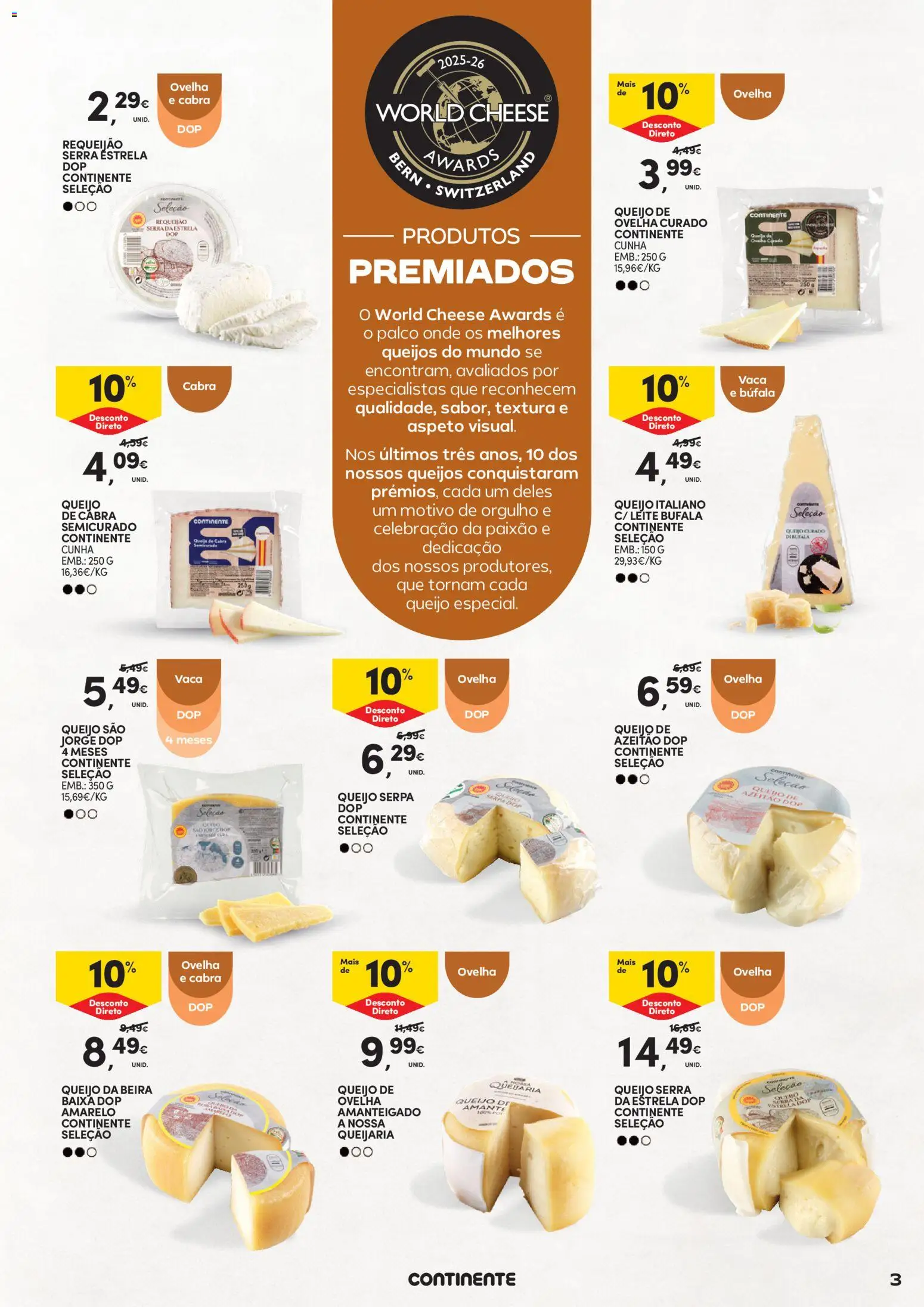 Continente - Queijos, Enchidos e Vinhos Aproveite para petiscar │ válido de 03.02.2026 | Página: 3 | Produtos: Leite, Queijo, Requeijão