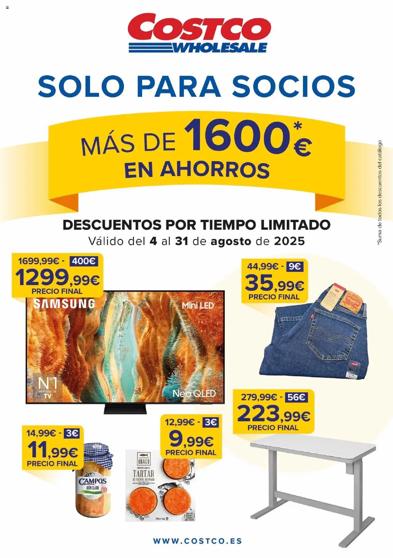 Costco catálogo │ válido desde el 04.08.2025 | Página: 1 | Productos: Salmón ahumado, Atún claro