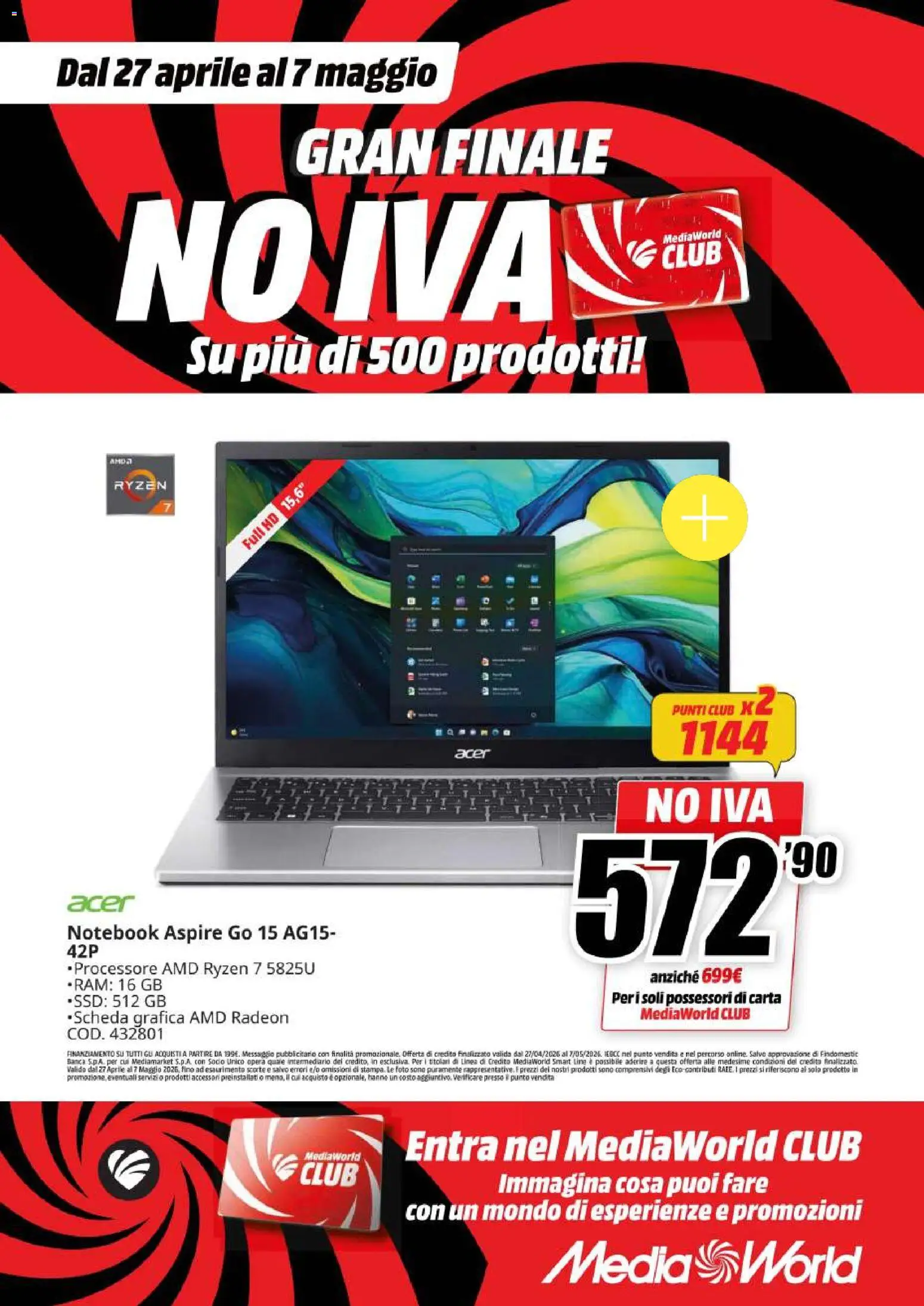 Volantino Media World del 27.04.2026 | Pagina: 43 | Prodotti: Notebook