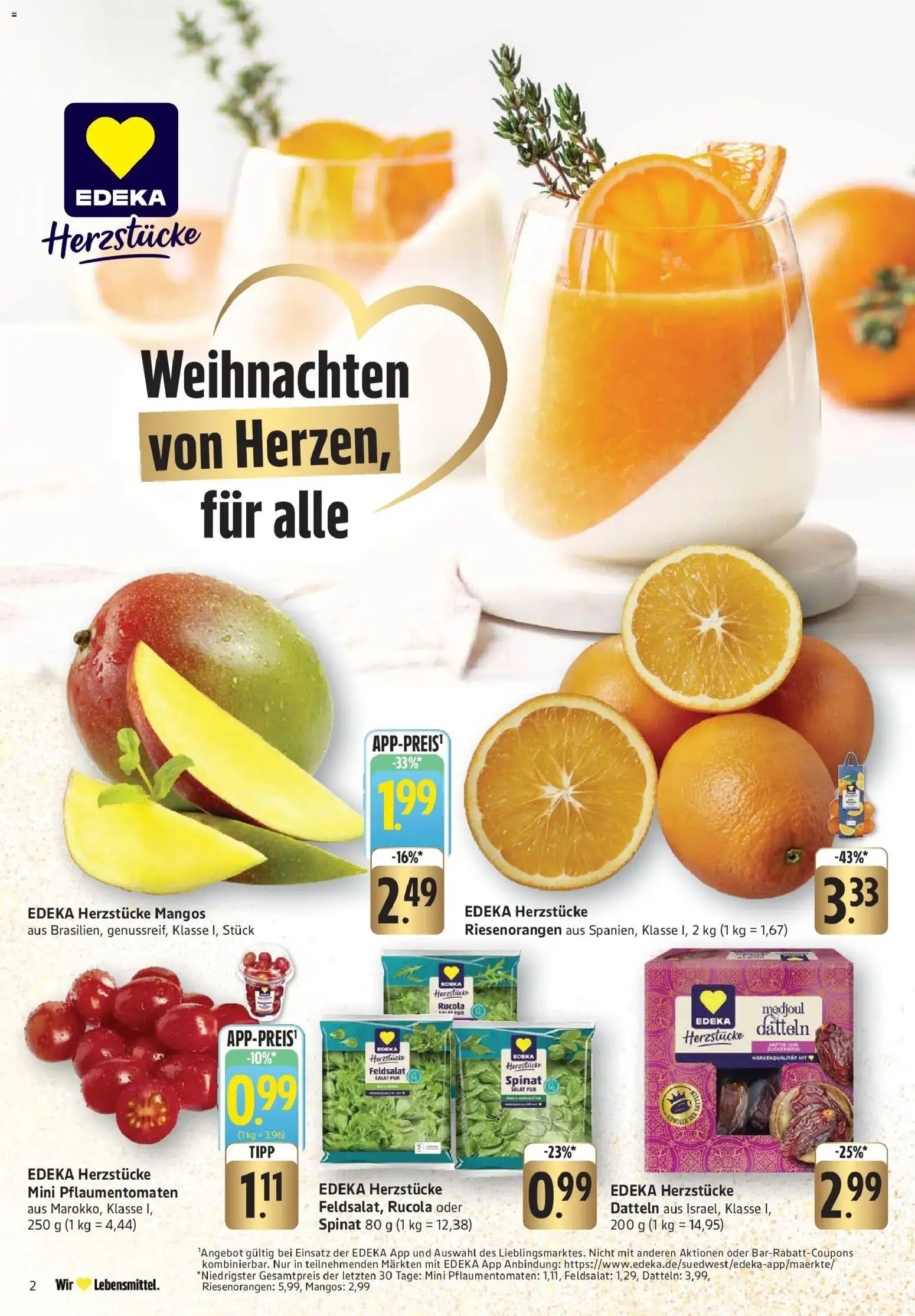 Edeka prospekt Pirmasens	 – gültig ab 15.12.2025 | Seite: 2 | Produkte: Rucola, Tür, Mango, Salat