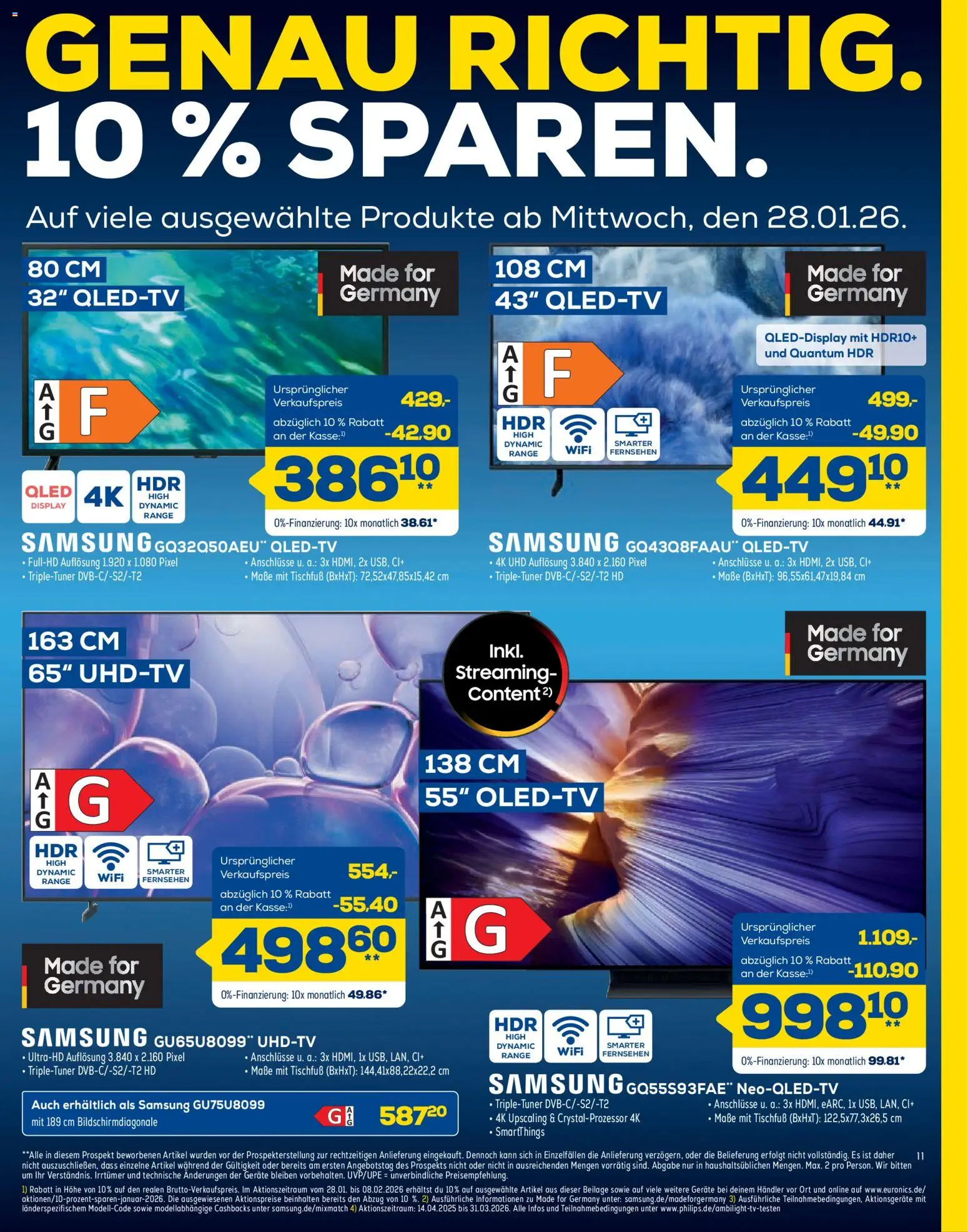 Euronics Prospekt 	 – gültig ab 24.01.2026 | Seite: 11 | Produkte: Fernsehen, Samsung