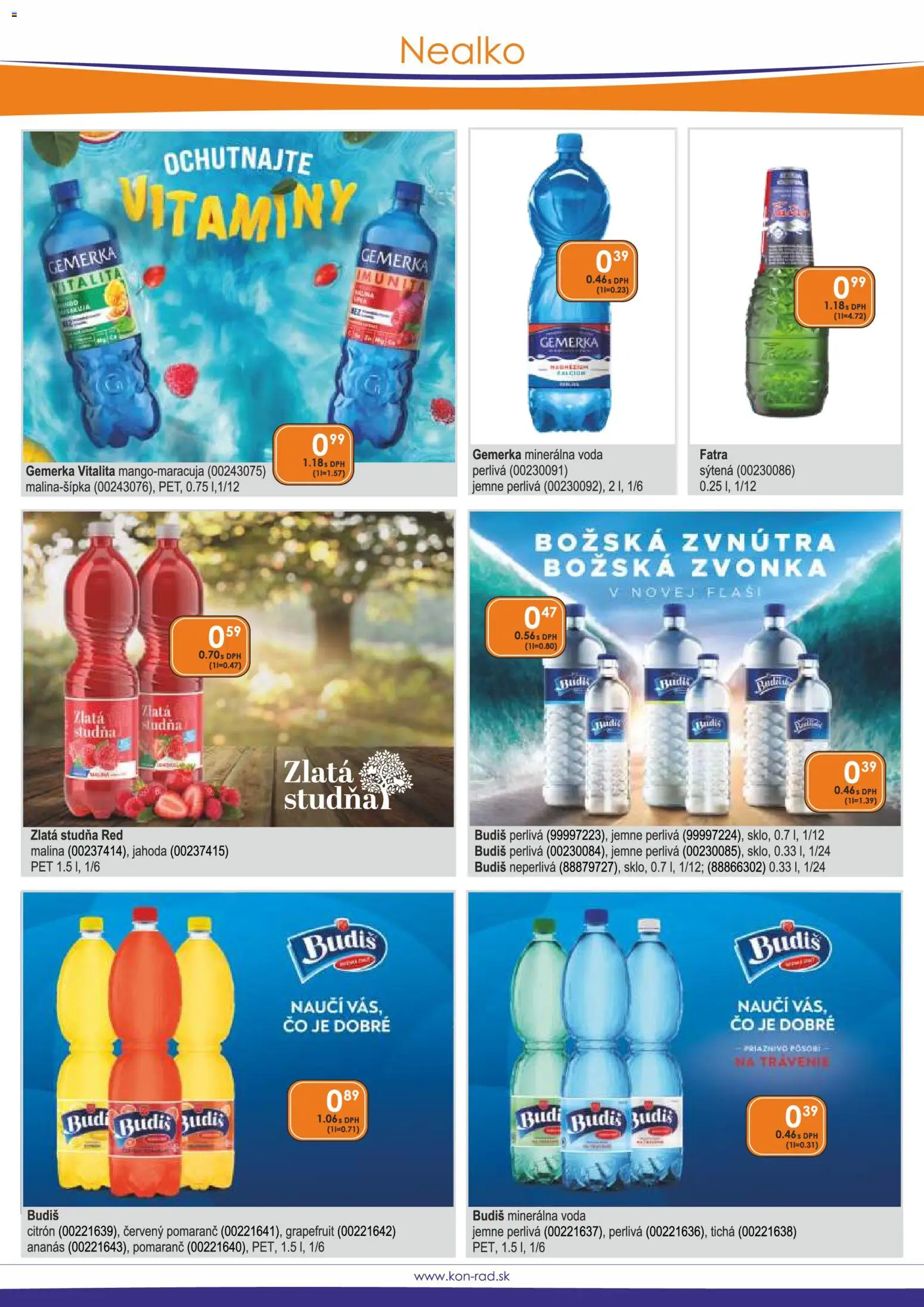 Nové KON - RAD akcie – leták je platný od 01.11.2025 | Strana: 37 | Produkty: Voda, Fatra, Minerálna voda, Gemerka
