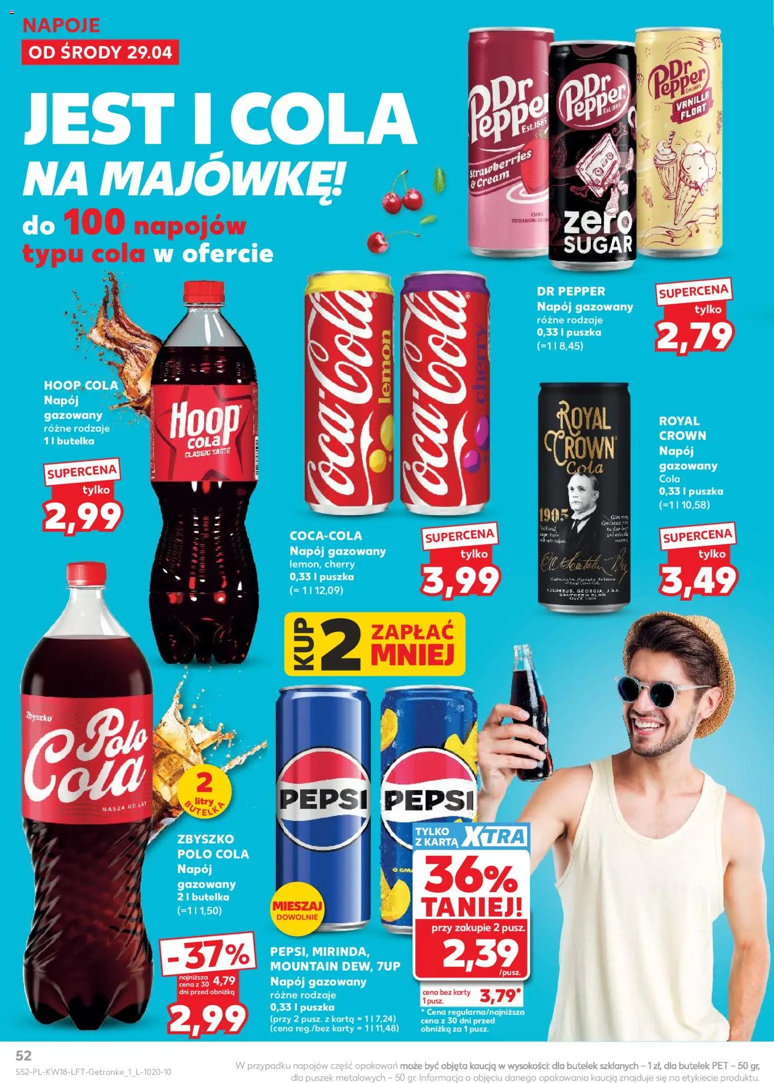Kaufland Polsko leták od 29.04.2026 | Strana: 52 | Produkty: Dr Pepper, Pepsi, Karty, Cola