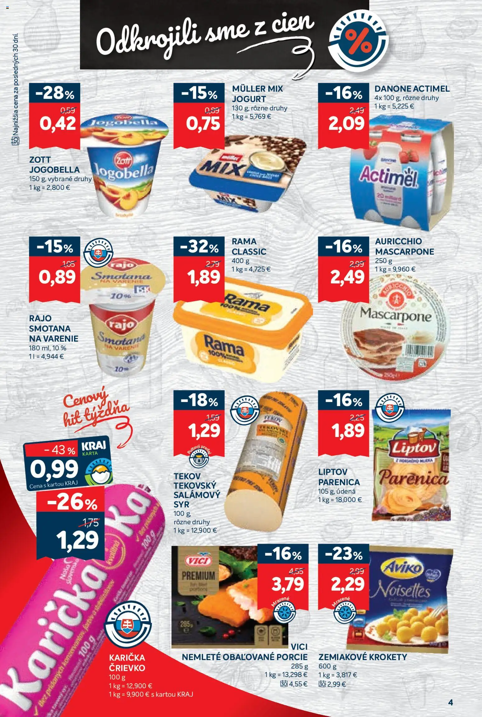 Nové Kraj akcie – leták je platný od 04.12.2025 | Strana: 6 | Produkty: Jogurt, Smotana, Rama, Actimel