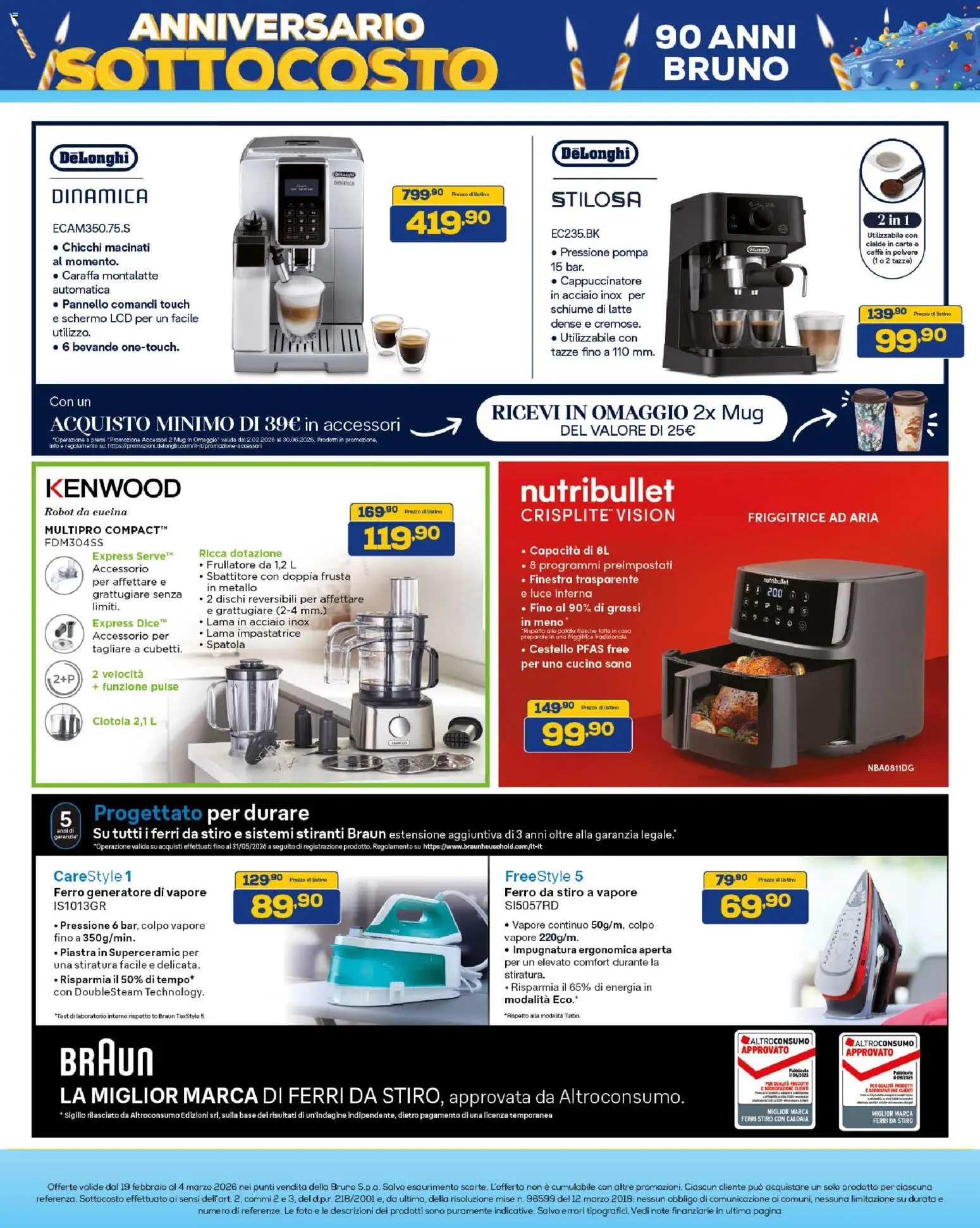 Volantino Euronics del 19.02.2026 | Pagina: 39 | Prodotti: Friggitrice ad aria, Latte, Ferro da stiro, Robot da cucina