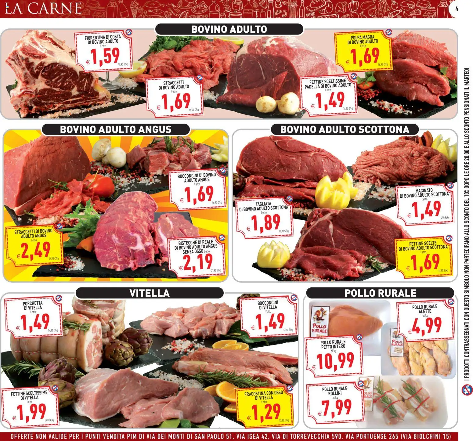 Volantino PIM Supermercati del 26.01.2026 | Pagina: 4 | Prodotti: Bovino, Pollo, Letto, Macinato