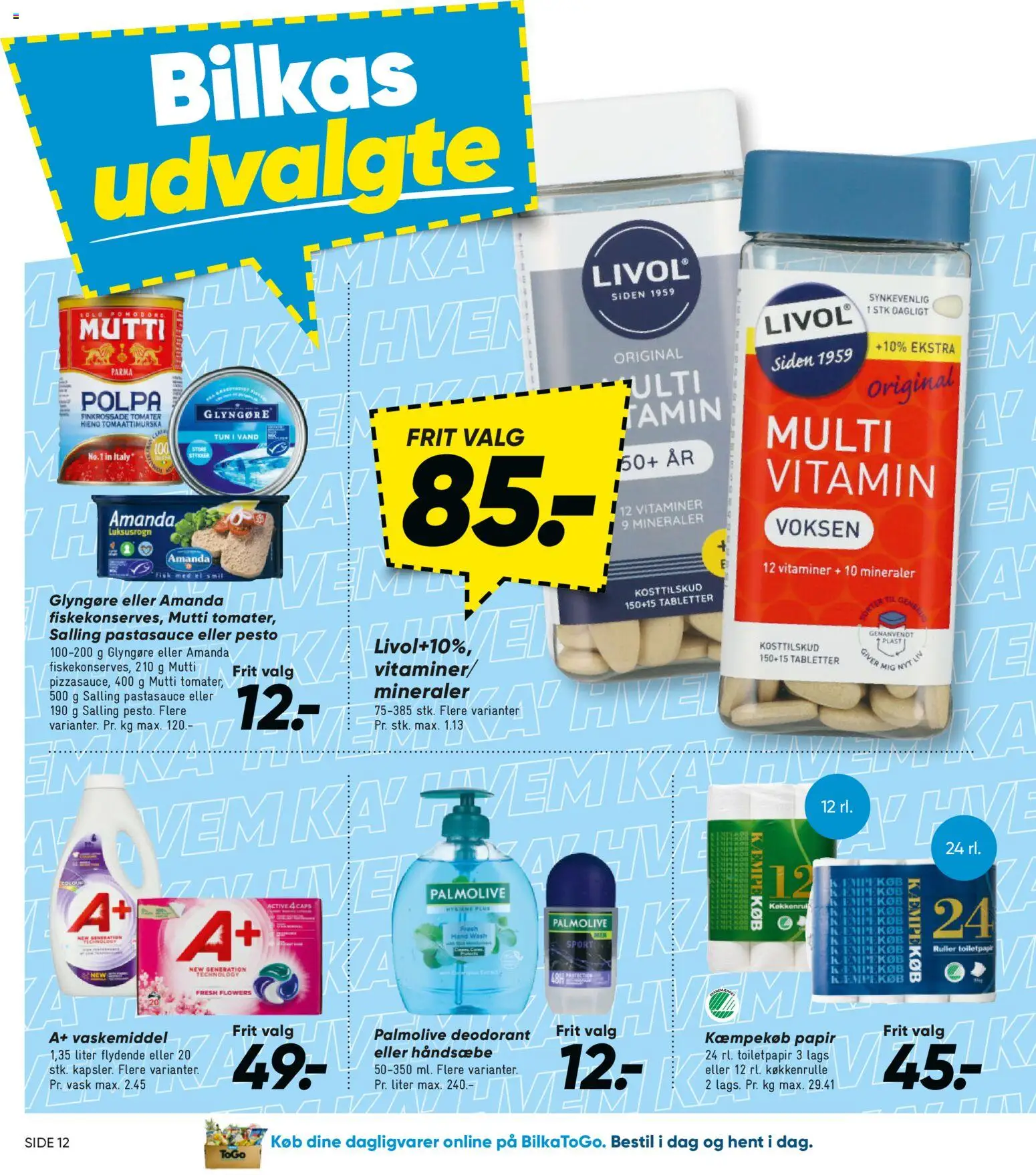 Bilka tilbudsavis – gyldig fra 30.01.2026 | Side: 12 | Produkter: Tomater, Fisk, Pesto, Pastasauce