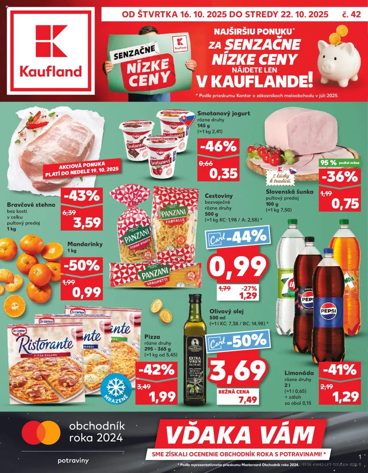 Nové Kaufland akcie – leták je platný od 16.10.2025 | Strana: 1 | Produkty: Penne, Cestoviny, Olivový olej, Bravčové stehno