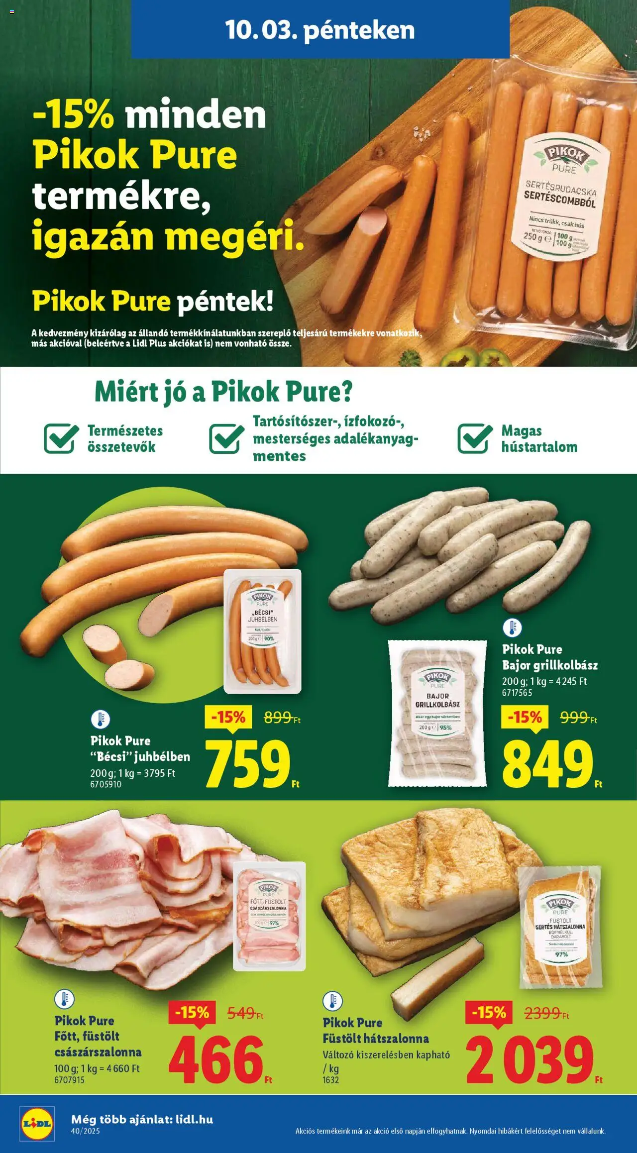 Lidl akciós ujság - amely érvényes a következő dátumtól: 02.10.2025 | Oldal: 46 | Termékek: Grillkolbász, Hús, Bacon, Császárszalonna
