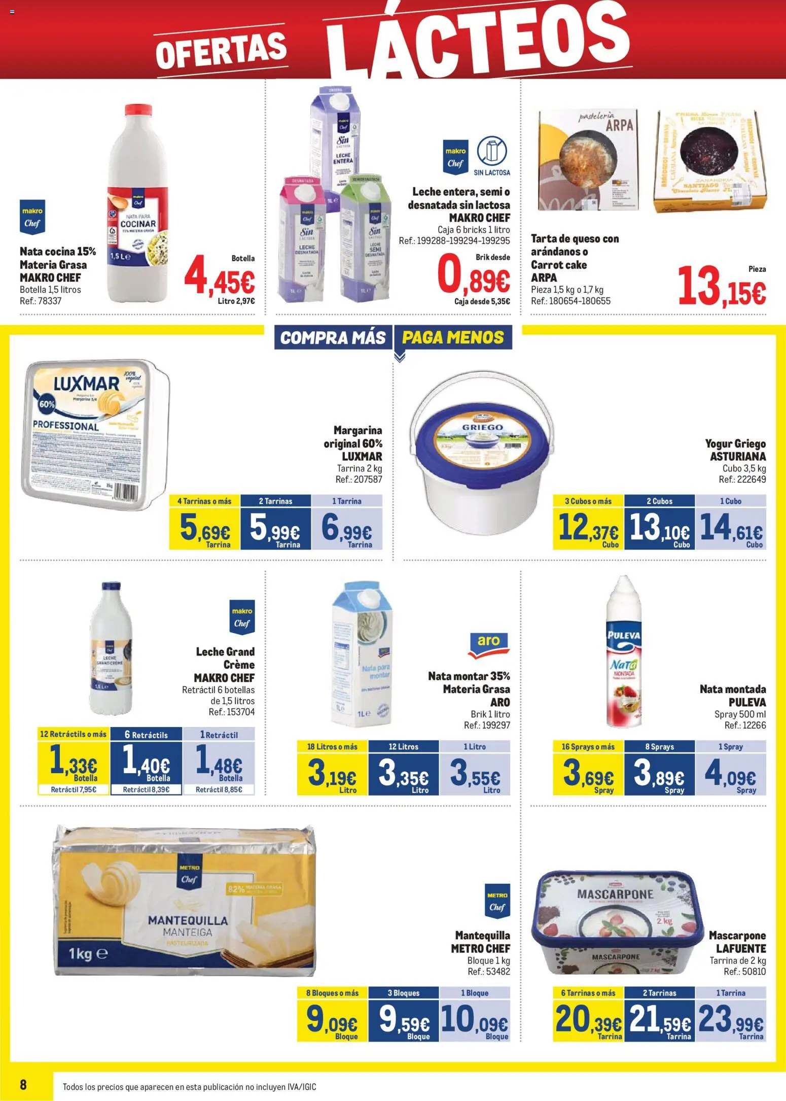 Makro - Precios Centro │ válido desde el 03.11.2025 | Página: 8 | Productos: Queso, Margarina, Cocina, Caja