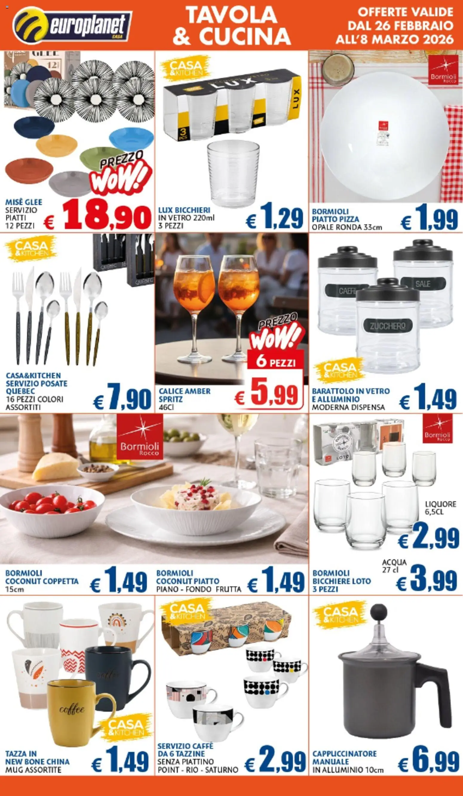 Volantino Europlanet Casa del 26.02.2026 | Pagina: 10 | Prodotti: Calice, Sale, Zucchero, Piatto