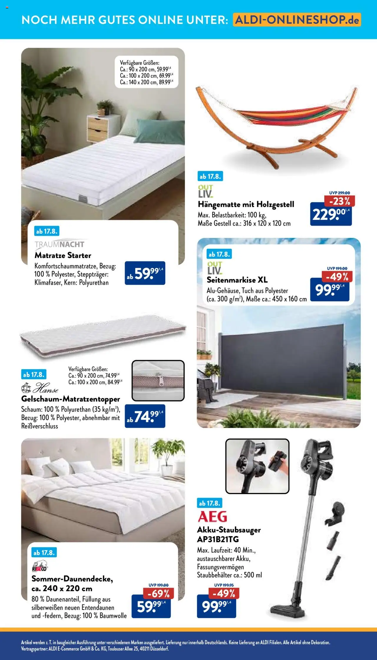 Aldi Prospekt 	 - gültig ab dem 18.08.2025 | Seite: 33 | Produkte: Matratze