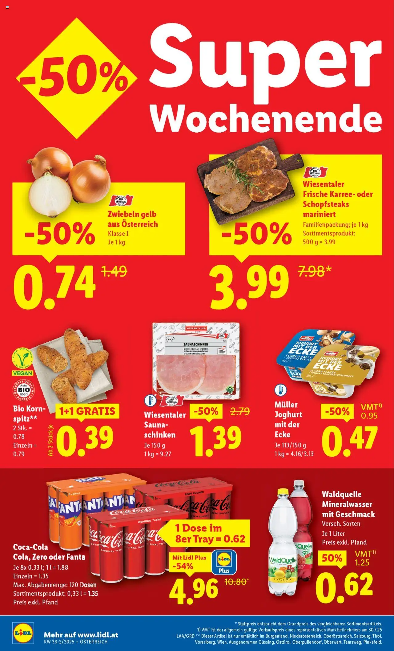 Lidl Flugblatt - Altenmarkt im Pongau, St. Johann im Pongau, Zell am See gültig ab 14.08.2025 | Seite: 8 | Produkte: Zwiebeln, Zucker, Joghurt, Schinken