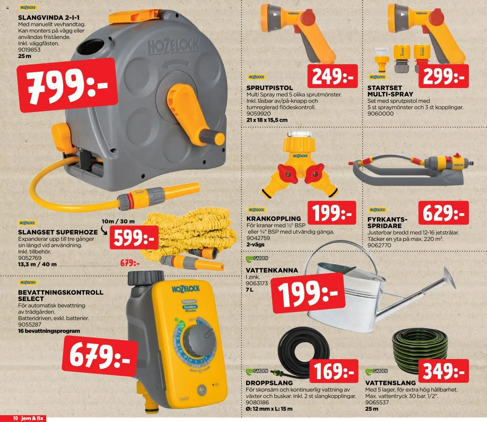 Jem & Fix reklamblad aktuell från 24.04.2026 | Sida: 10 | Produkter: Vattenslang, Vattenkanna, Droppslang, Set