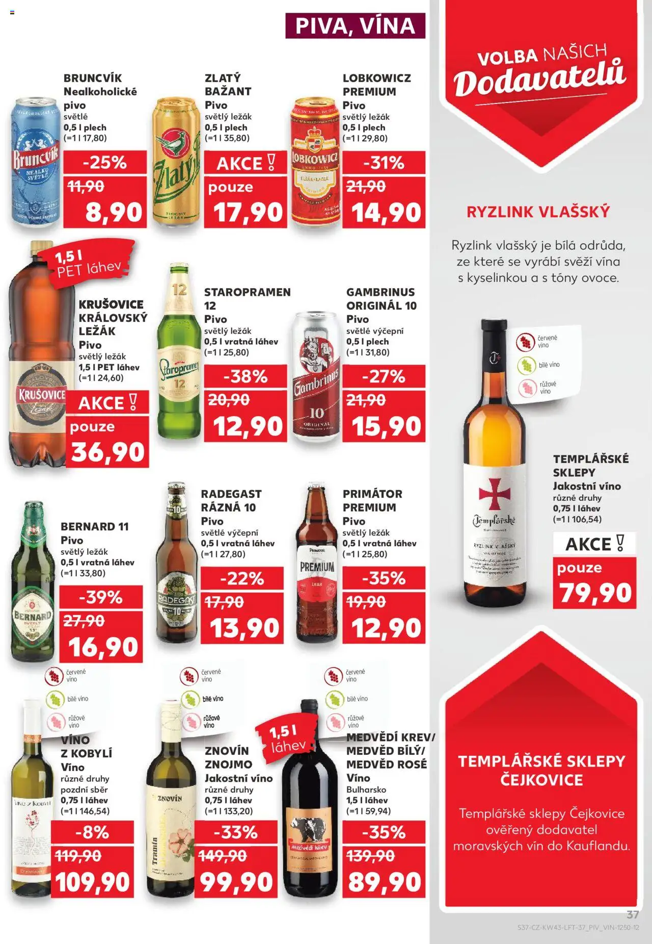 Kaufland leták - Plzeň Bory od 22.10.2025 | Strana: 37 | Produkty: Staropramen, Víno, Plech, Krušovice
