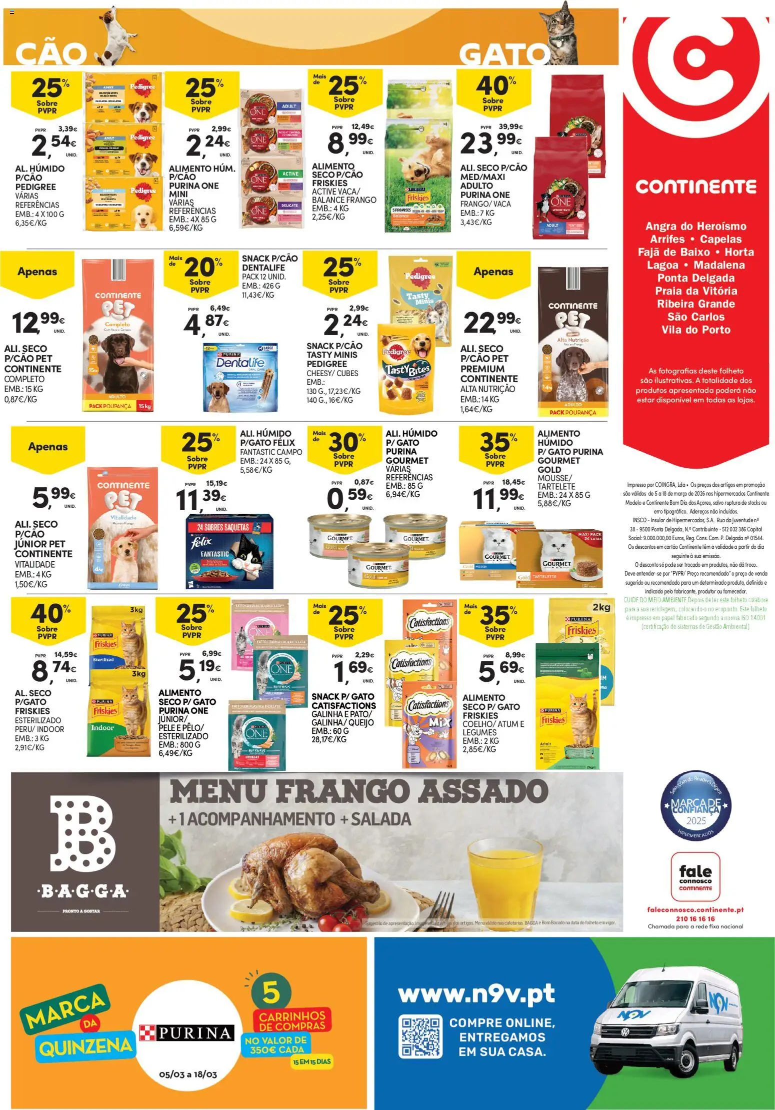 Continente - Açores │ válido de 05.03.2026 | Página: 28 | Produtos: Atum, Purina one, Frango, Queijo
