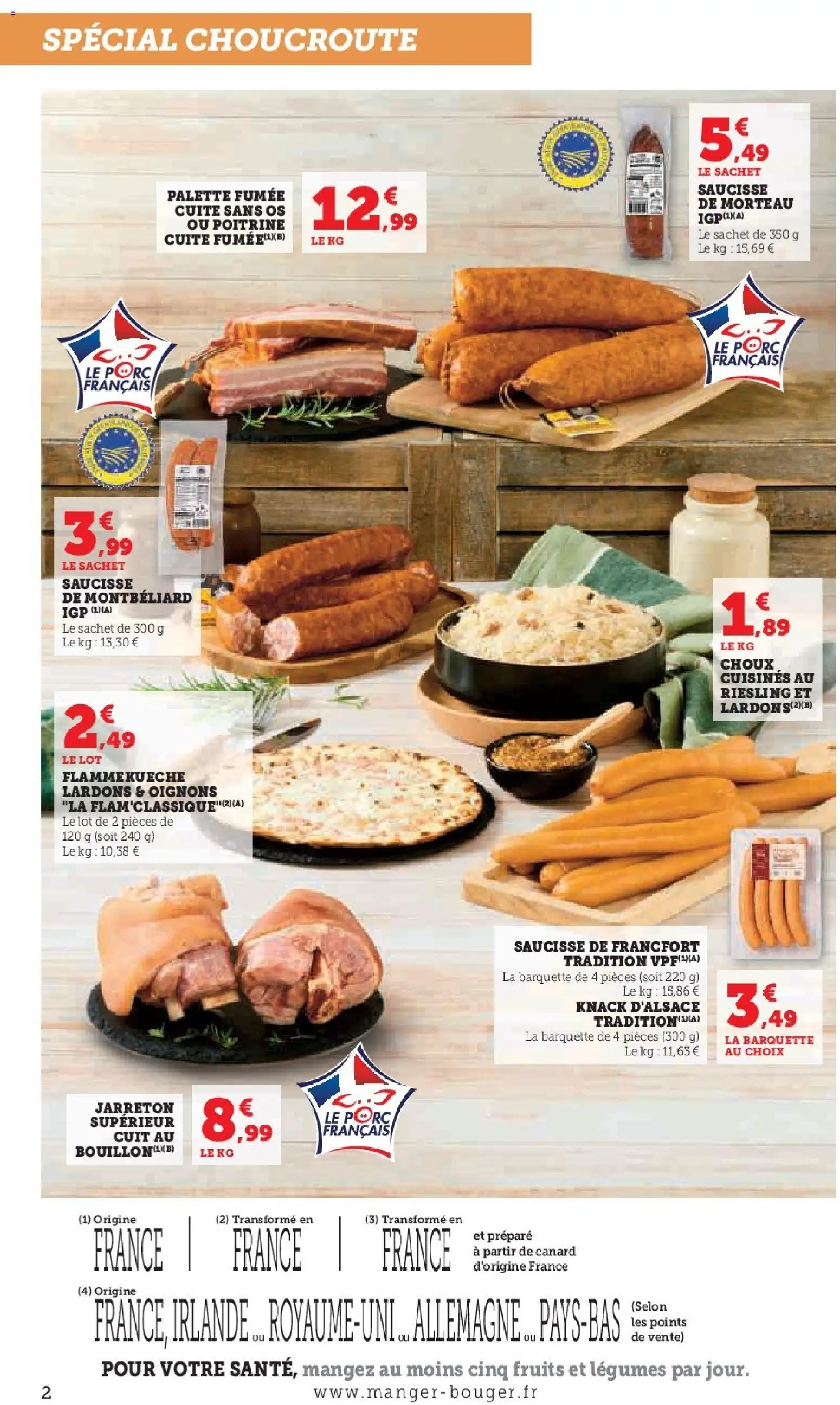 {H1} | Page: 2 | Produits: Lardons, Saucisse, Saucisse de francfort, Oignons