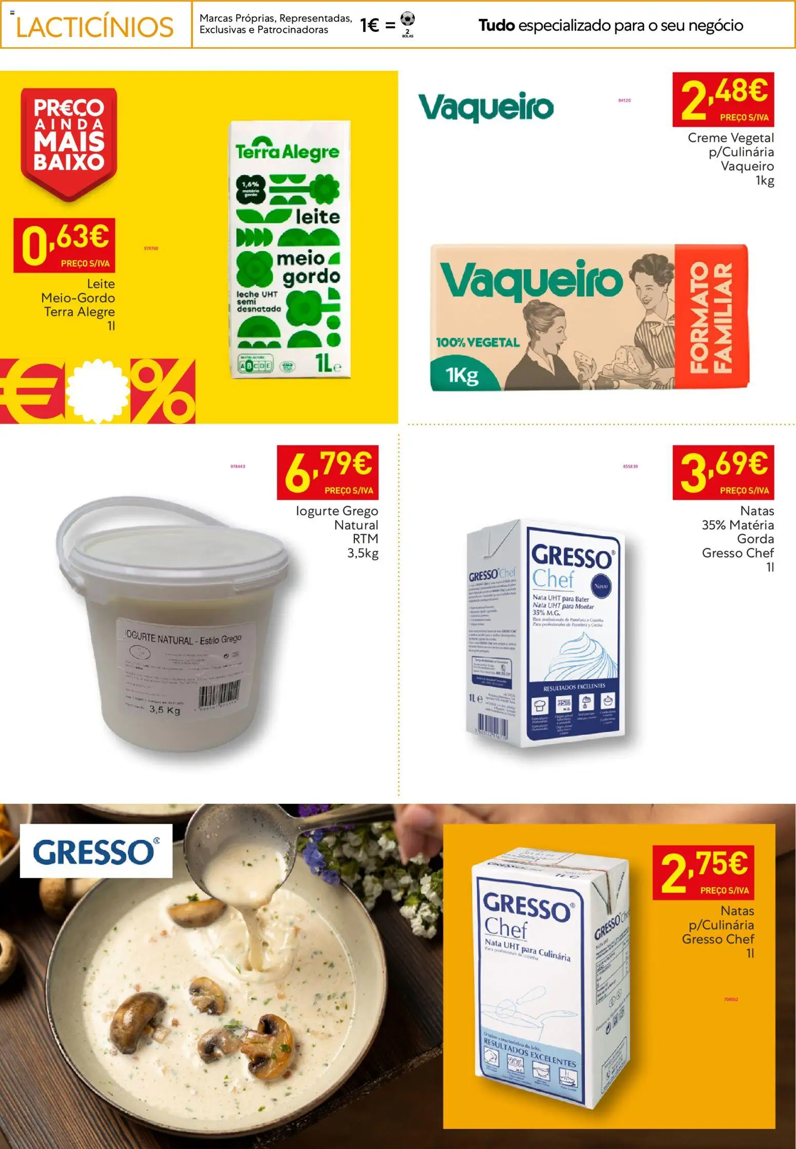 Recheio Horeca │ válido de 03.03.2026 | Página: 12 | Produtos: Leite, Iogurte, Nata, Creme