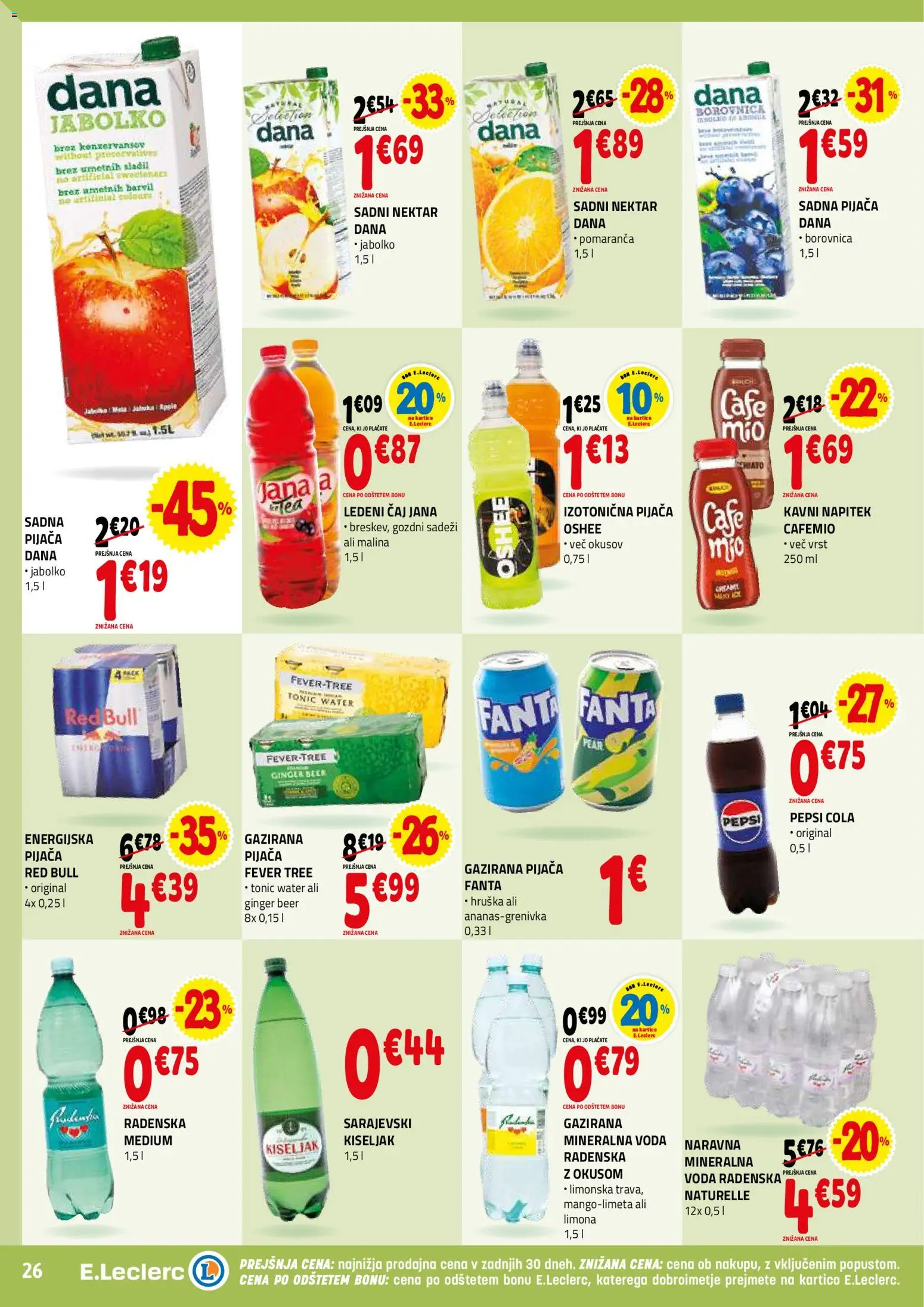 Novi E.leclerc katalog ponudbe – veljaven od 04.02.2026 | Stran: 26 | Izdelki: Hruska, Mineralna voda, Caj, Voda