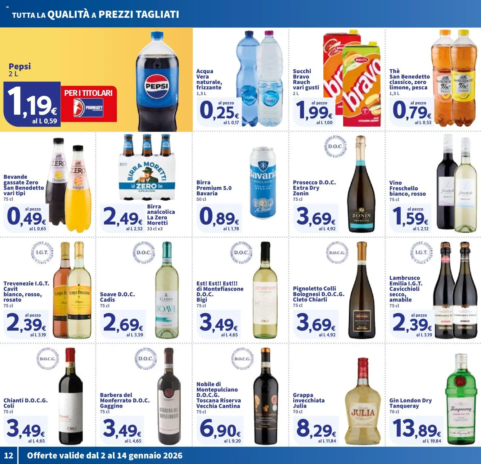 Volantino SIGMA del 02.01.2026 | Pagina: 12 | Prodotti: Gin, Vino, Pesca, Pepsi