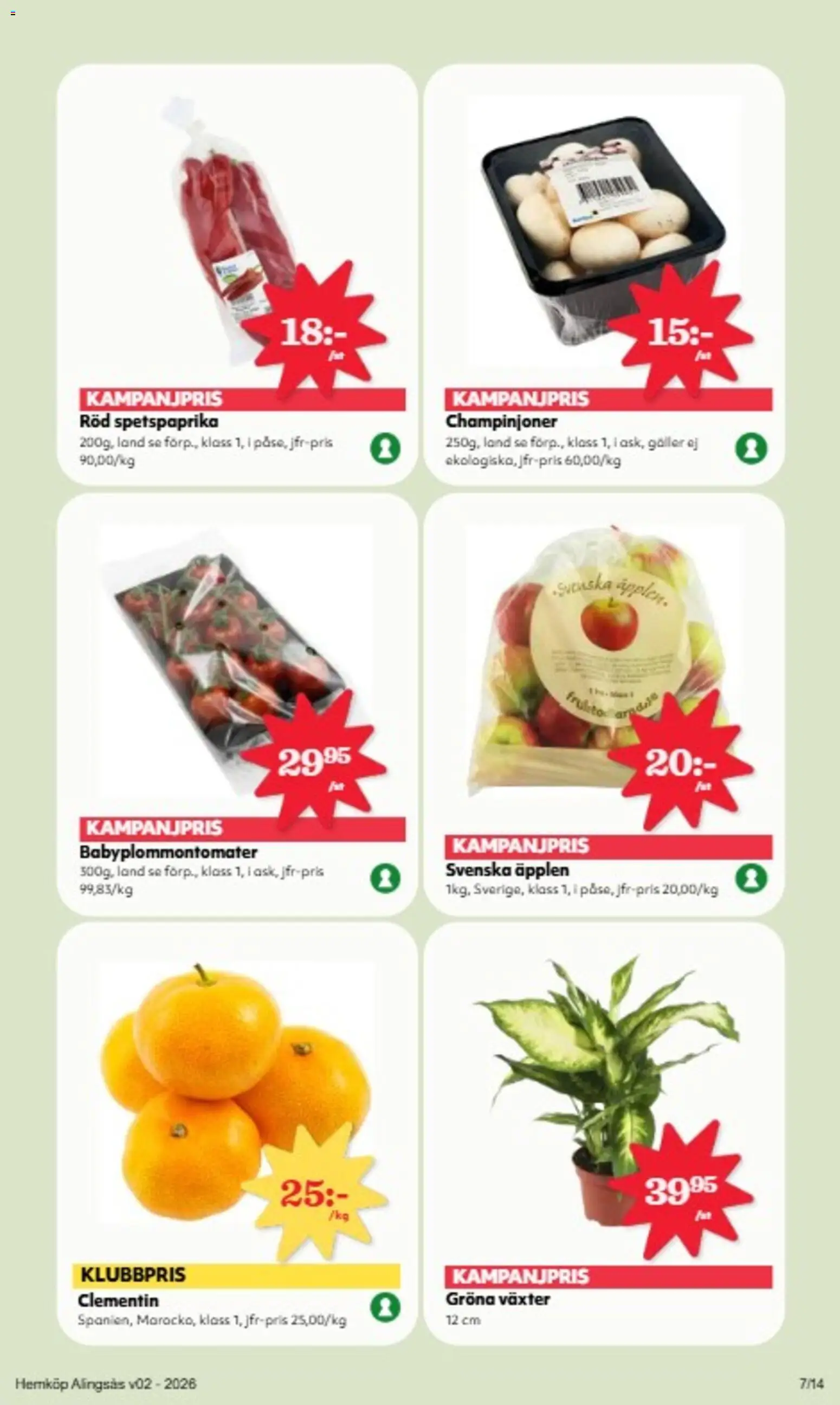 Hemköp reklamblad aktuell från 05.01.2026 | Sida: 7 | Produkter: Galler, Champinjoner, Äpplen, Clementin