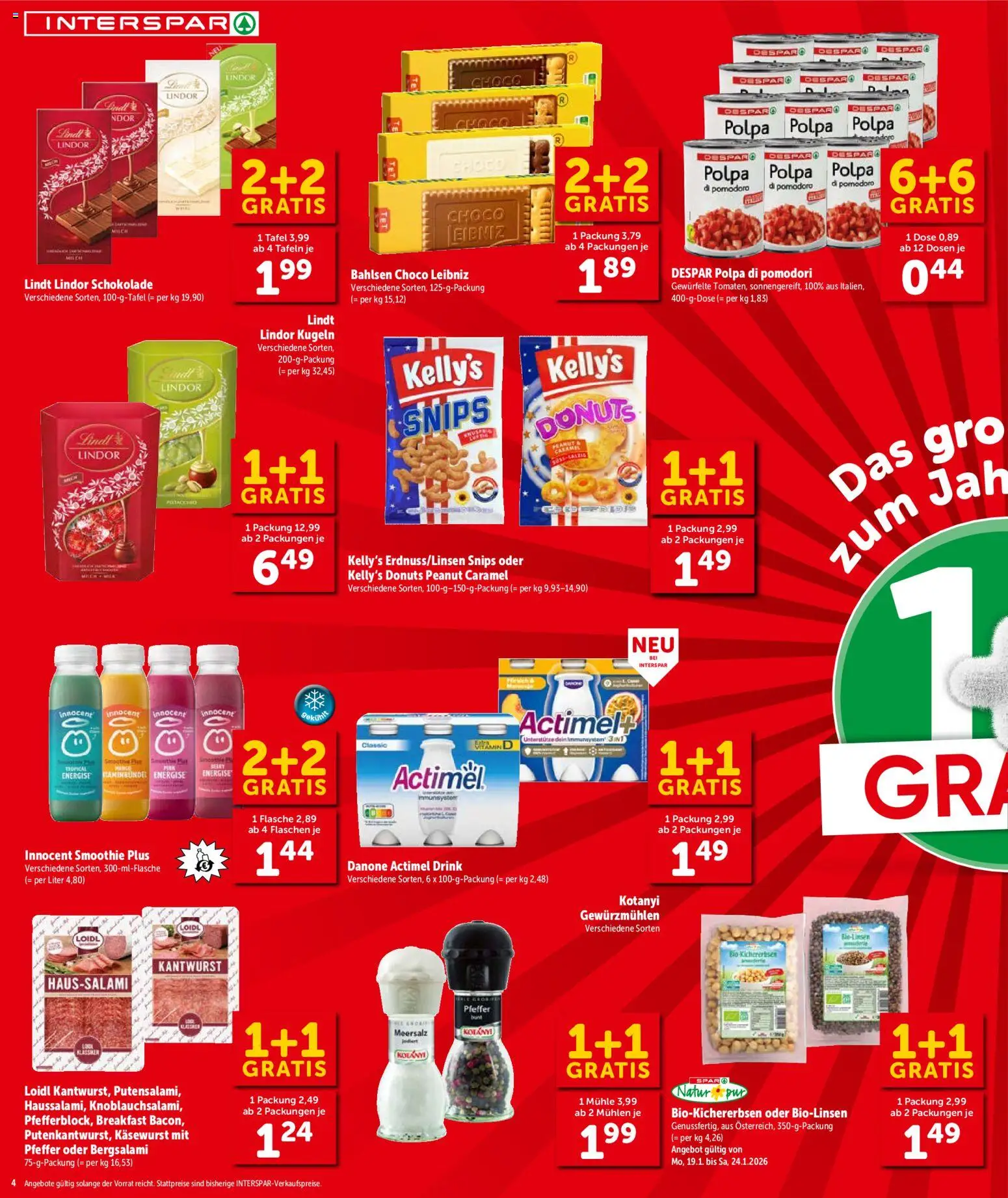 Interspar Flugblatt - Oberösterreich gültig ab 22.01.2026 | Seite: 4 | Produkte: Pfeffer, Mühle, Schokolade