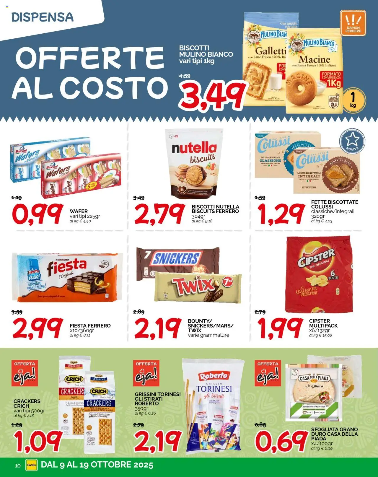 Volantino HarDis del 09.10.2025 | Pagina: 10 | Prodotti: Panna, Biscotti, Crackers, Nutella