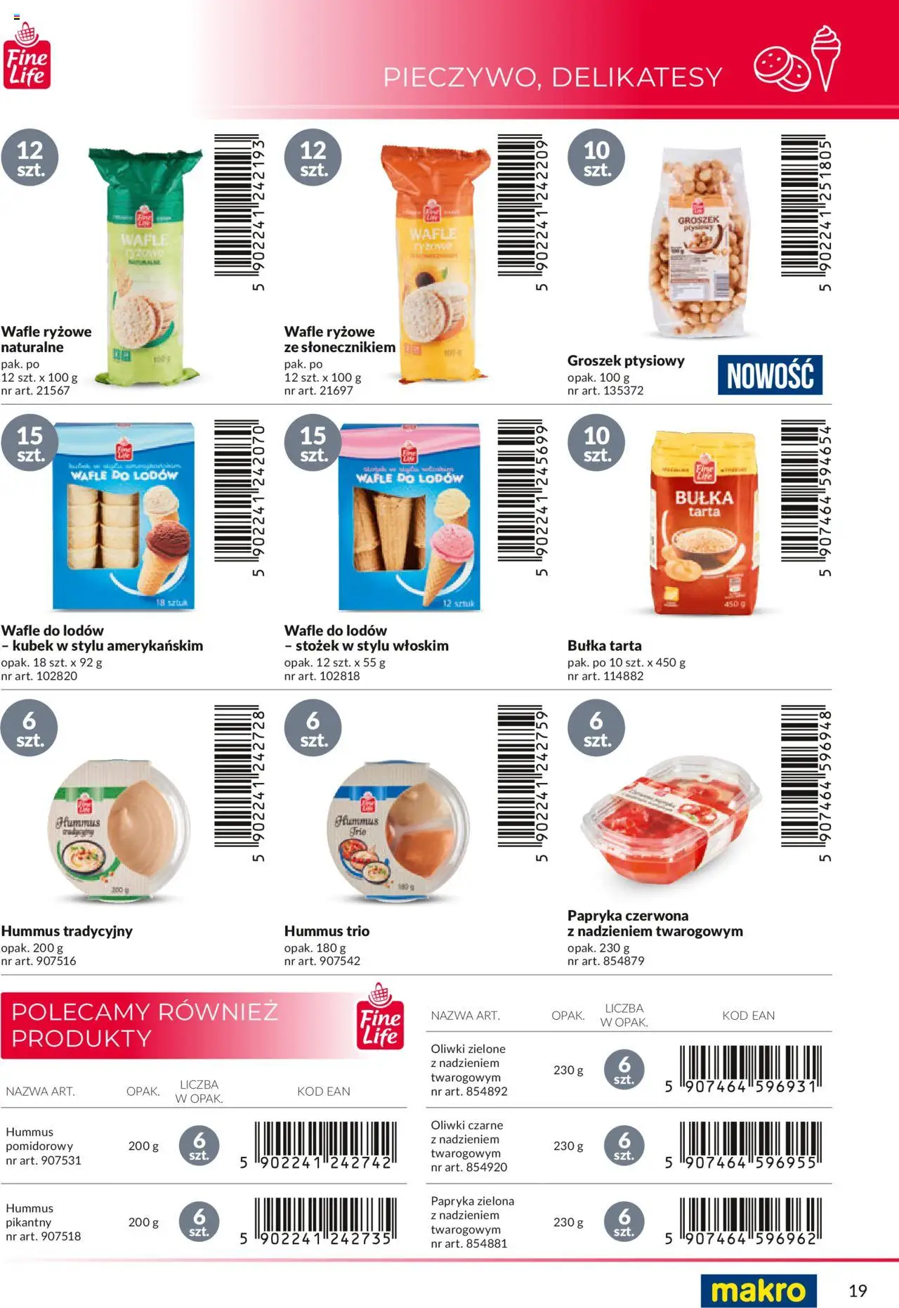 Makro Gazetka - Katalog marek własnych dla właścicieli sklepów od 18.04.2024 | Strona: 19 | Produkty: Groszek, Wafle, Bułka, Hummus
