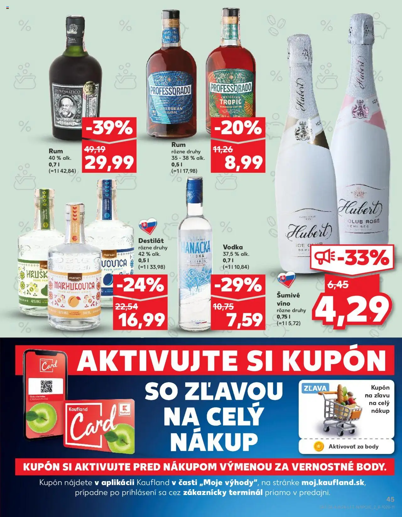 Kaufland Bratislava-Rača │ platný od 12.06.2025 | Strana: 45 | Produkty: Diplomatico, Vodka, Šumivé víno, Rum