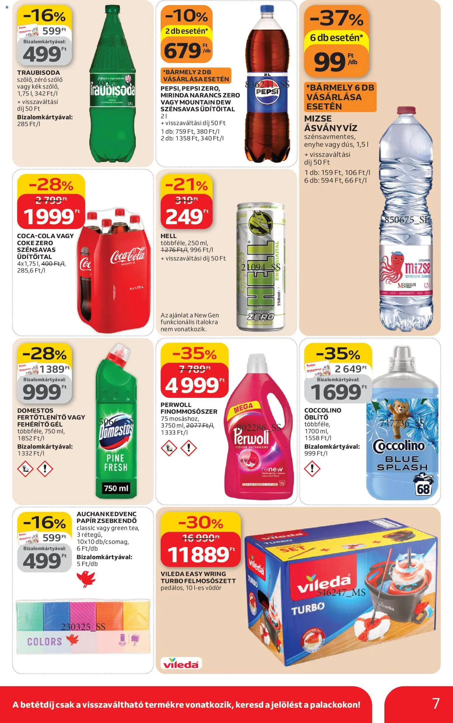 Auchan akciós ujság - amely érvényes a következő dátumtól: 05.03.2026 | Oldal: 7 | Termékek: Pepsi, Öblítő, Ásványvíz, Narancs