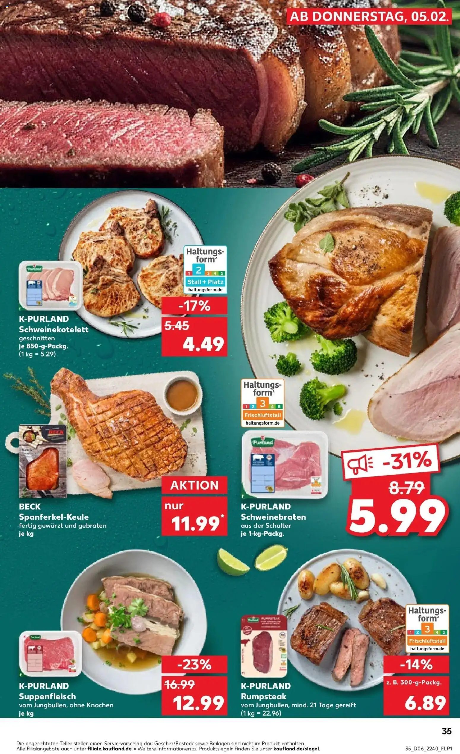 Kaufland prospekt Östringen	 – gültig ab 09.02.2026 | Seite: 35 | Produkte: Rumpsteak, Suppenfleisch, Steak