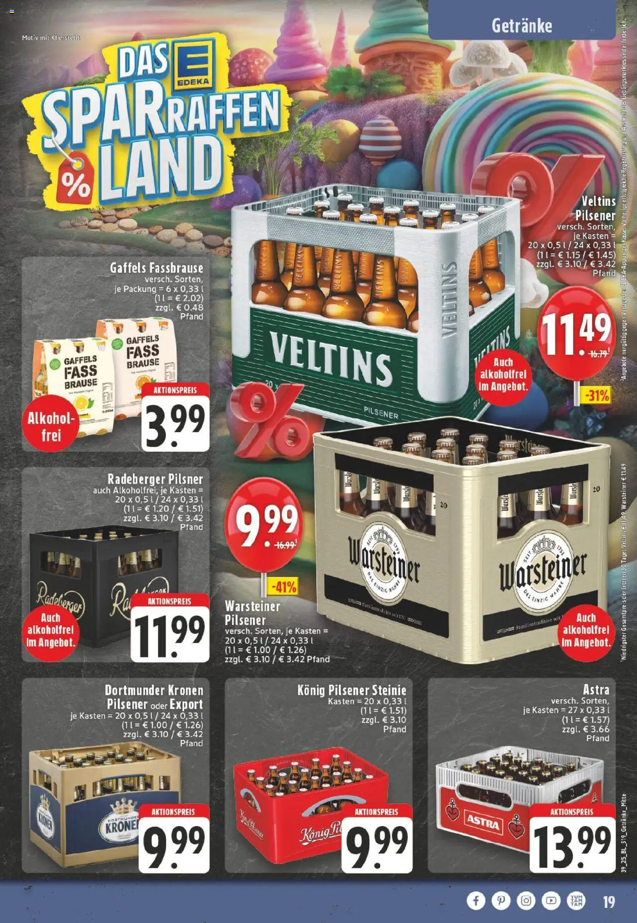 Edeka prospekt Dortmund-Brackel	 – gültig ab 21.09.2025 | Seite: 19 | Produkte: Konig pilsener, Astra, Warsteiner, Fassbrause
