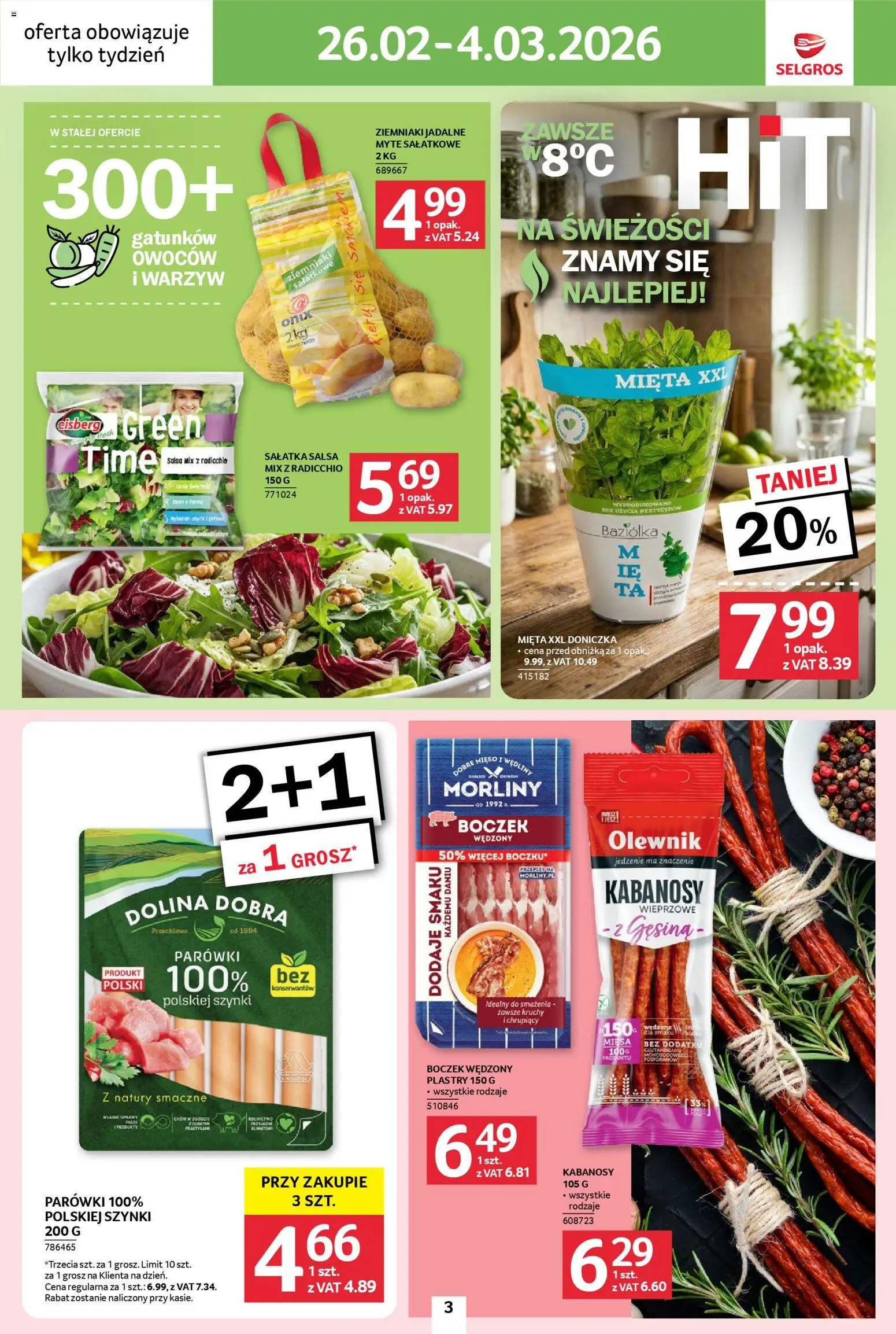 Selgros cash&carry Gazetka - Jeszcze więcej super promocji od 26.02.2026 | Strona: 3 | Produkty: Mięso, Kabanosy, Boczek, Doniczka