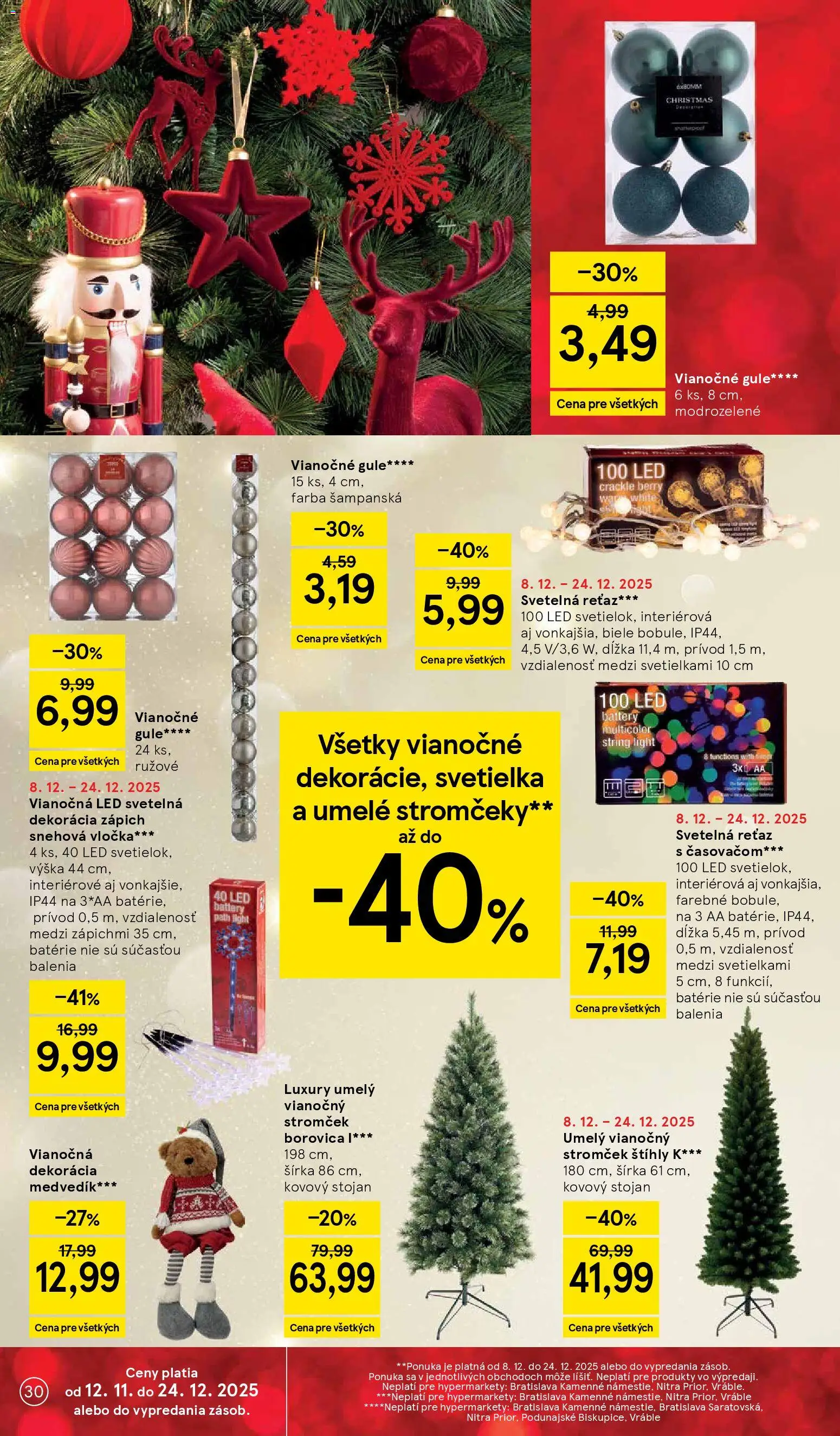 Nové Tesco akcie – leták je platný od 08.12.2025 | Strana: 30 | Produkty: Svetielka, Led, Vianočný stromček