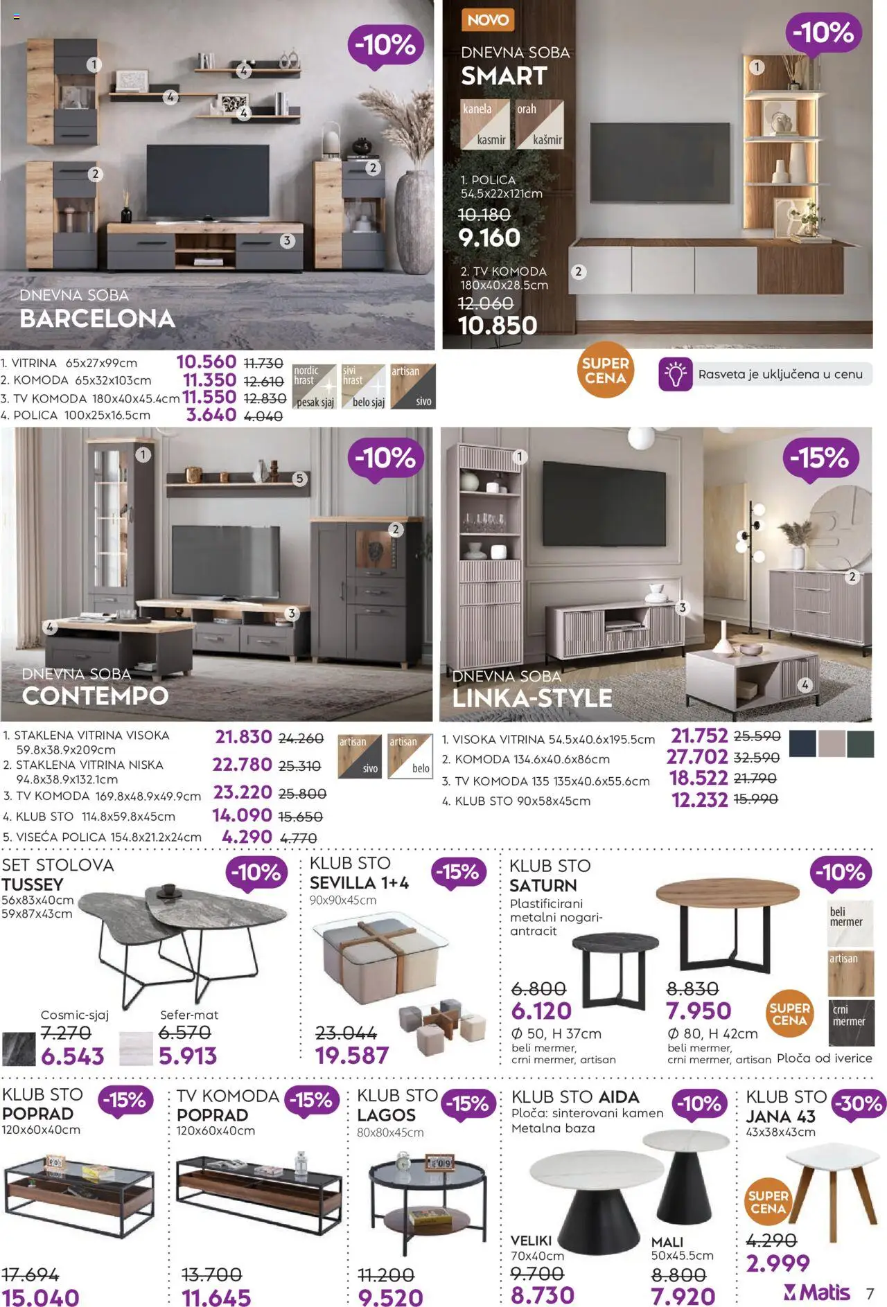 Matis katalog - važi od 01.01.2025 | Strana: 7 | Proizvode: Komoda, Tv komoda, Sto, Orah