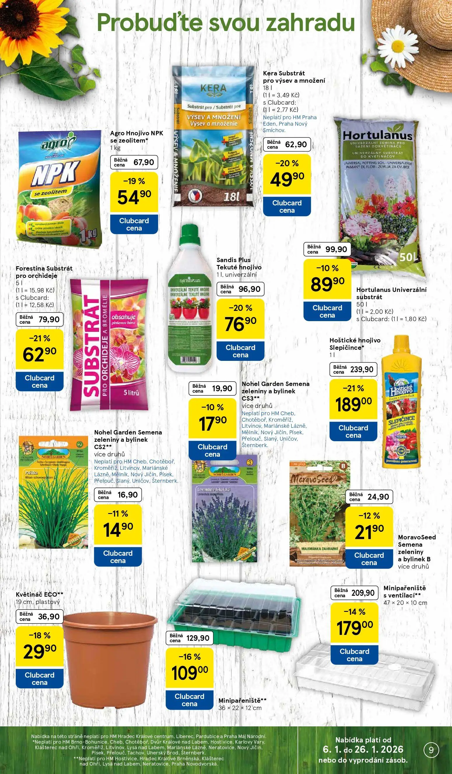 Tesco leták - Hypermarket od 21.01.2026 | Strana: 9 | Produkty: Semena, Hnojivo, Květináč, Zemina