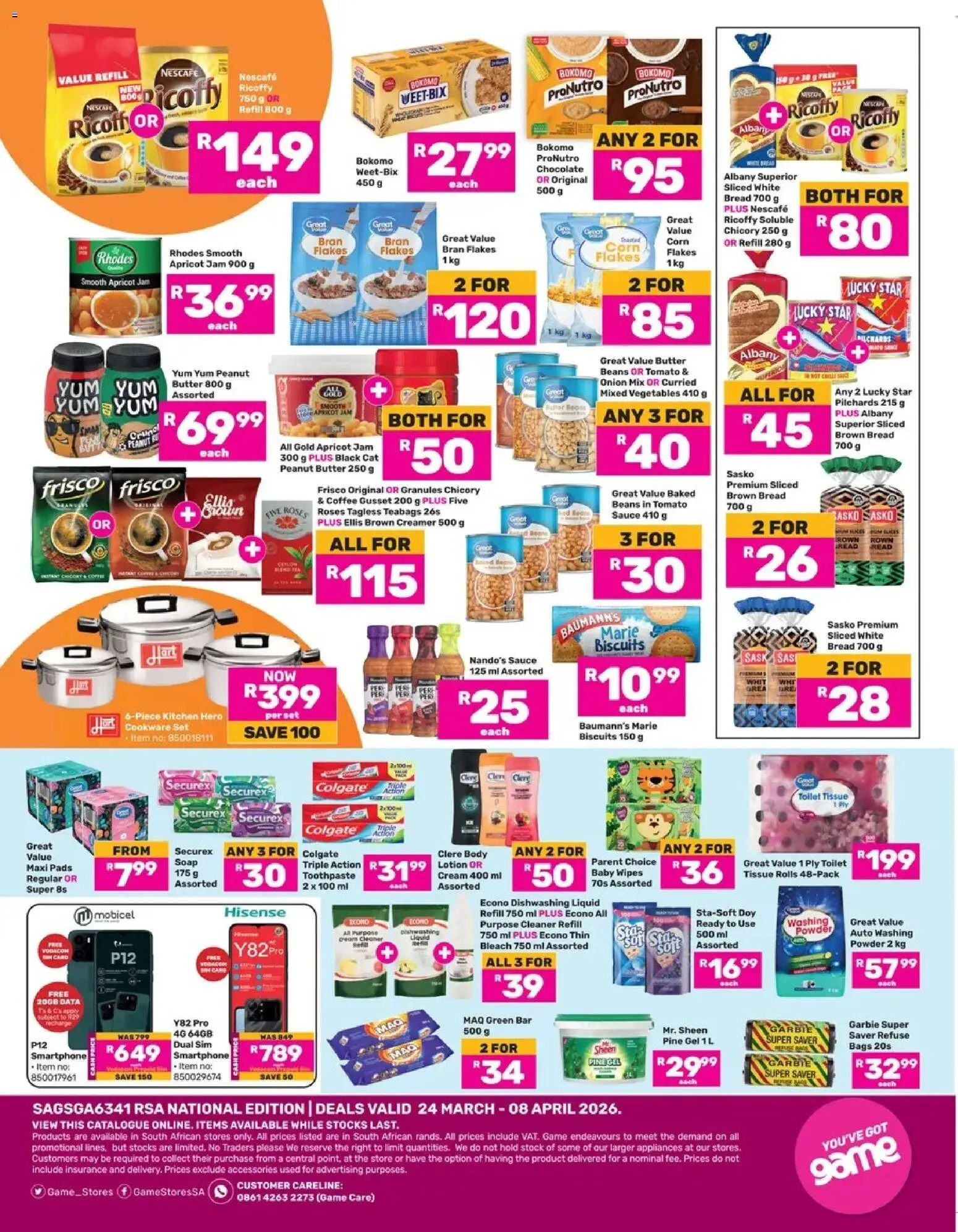 New Game catalogue – valid from 24.03.2026 | Page: 2 | Products: Bleach, Flakes, Stock, Dishwashing liquid