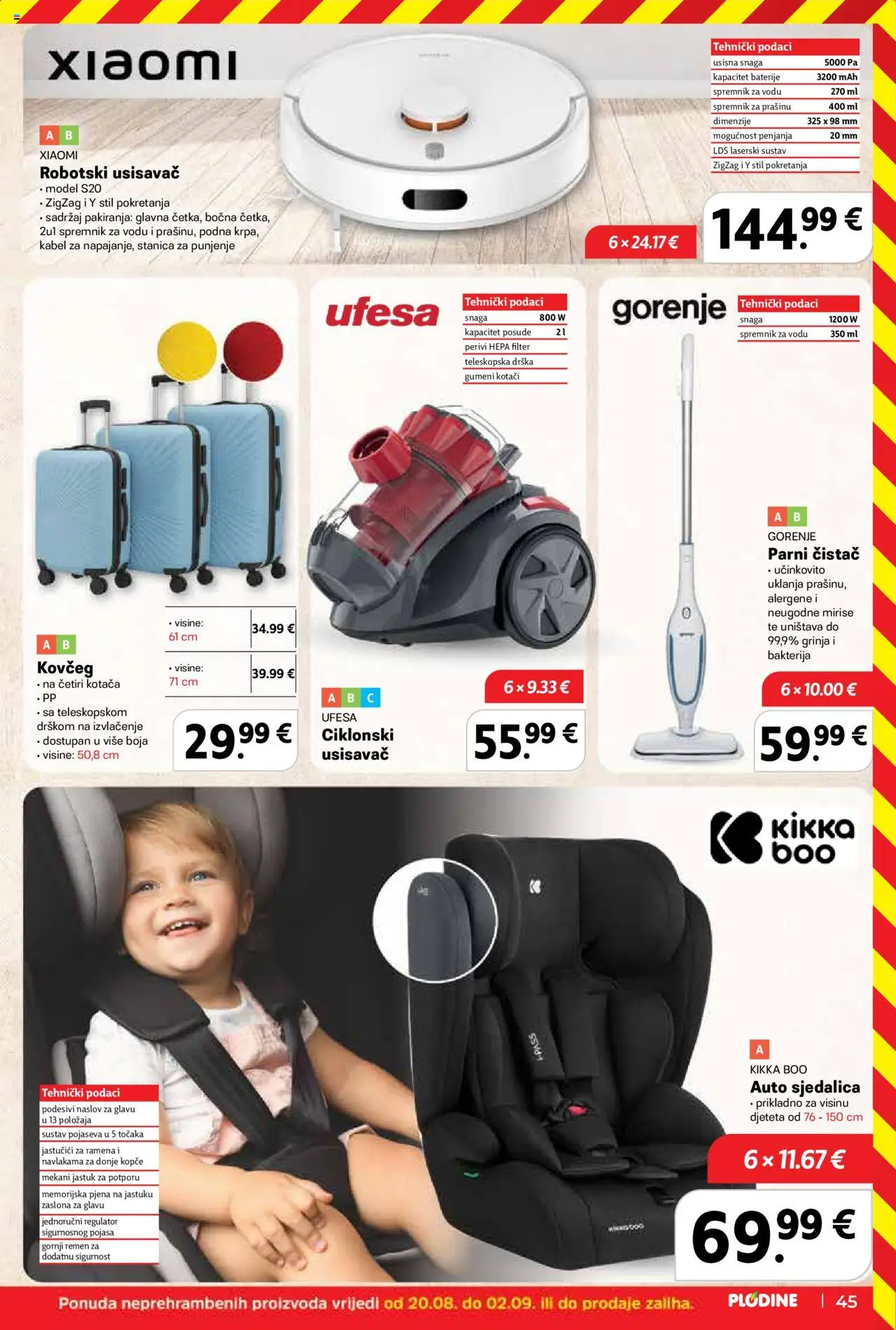 Plodine katalog | vrijedi od 27.08.2025 | Stranica: 45 | Proizvodi: Usisavač, Baterije, Kabel, Parni čistač