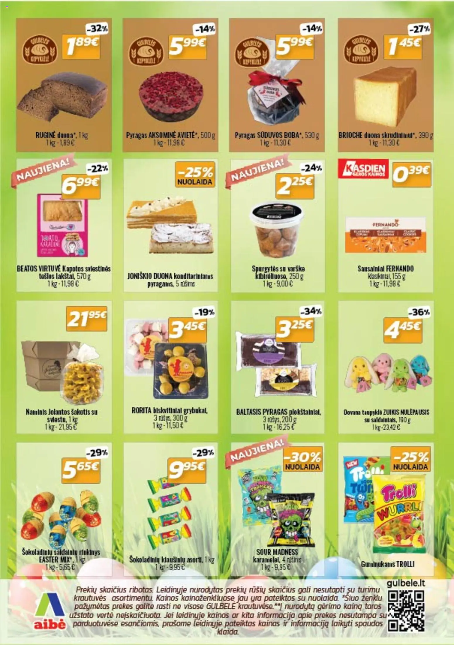 Gulbele akcijos nuo 26.03.2026 | Puslapis: 6 | Prekių: Pyragas, Duona, Varškė
