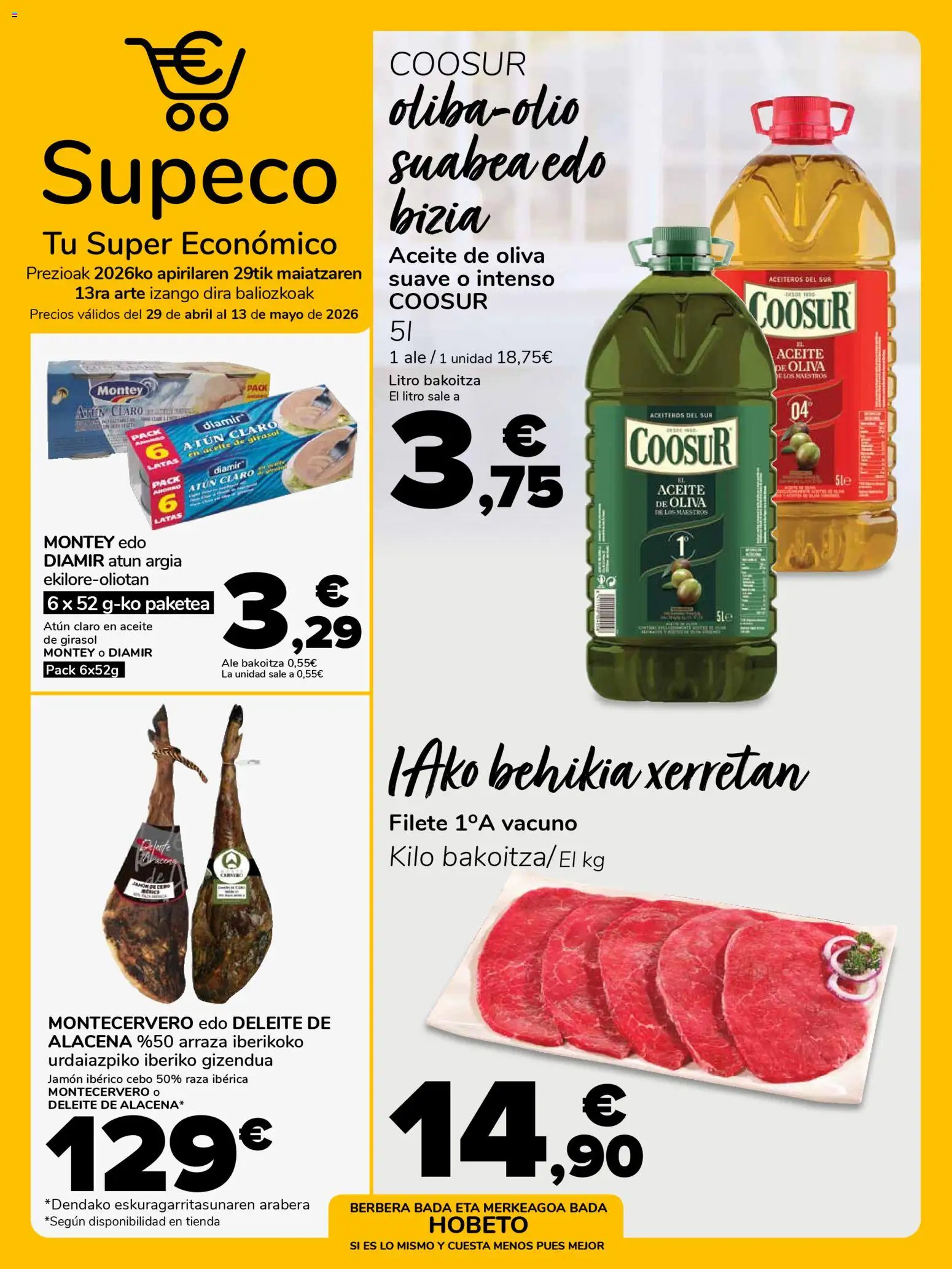 Supeco folleto │ válido desde el 29.04.2026 | Página: 1 | Productos: Aceite, Jamón, Aceite de girasol, Atún claro